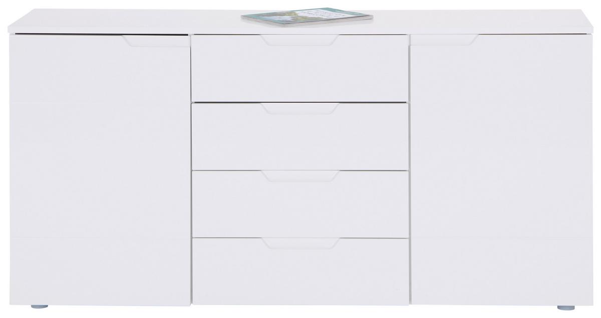 Comodă HILTON - alb/alb lucios intens, Modern, material pe bază de lemn (160/81,4/40cm) - Modern Living