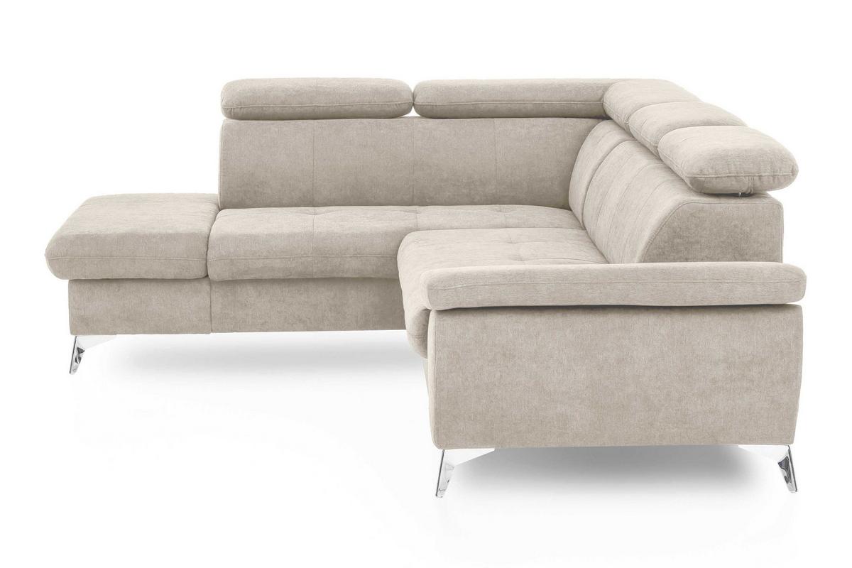 Sarokkanapé Gisele - szürkésbézs, Modern, textil (209/83/256cm)
