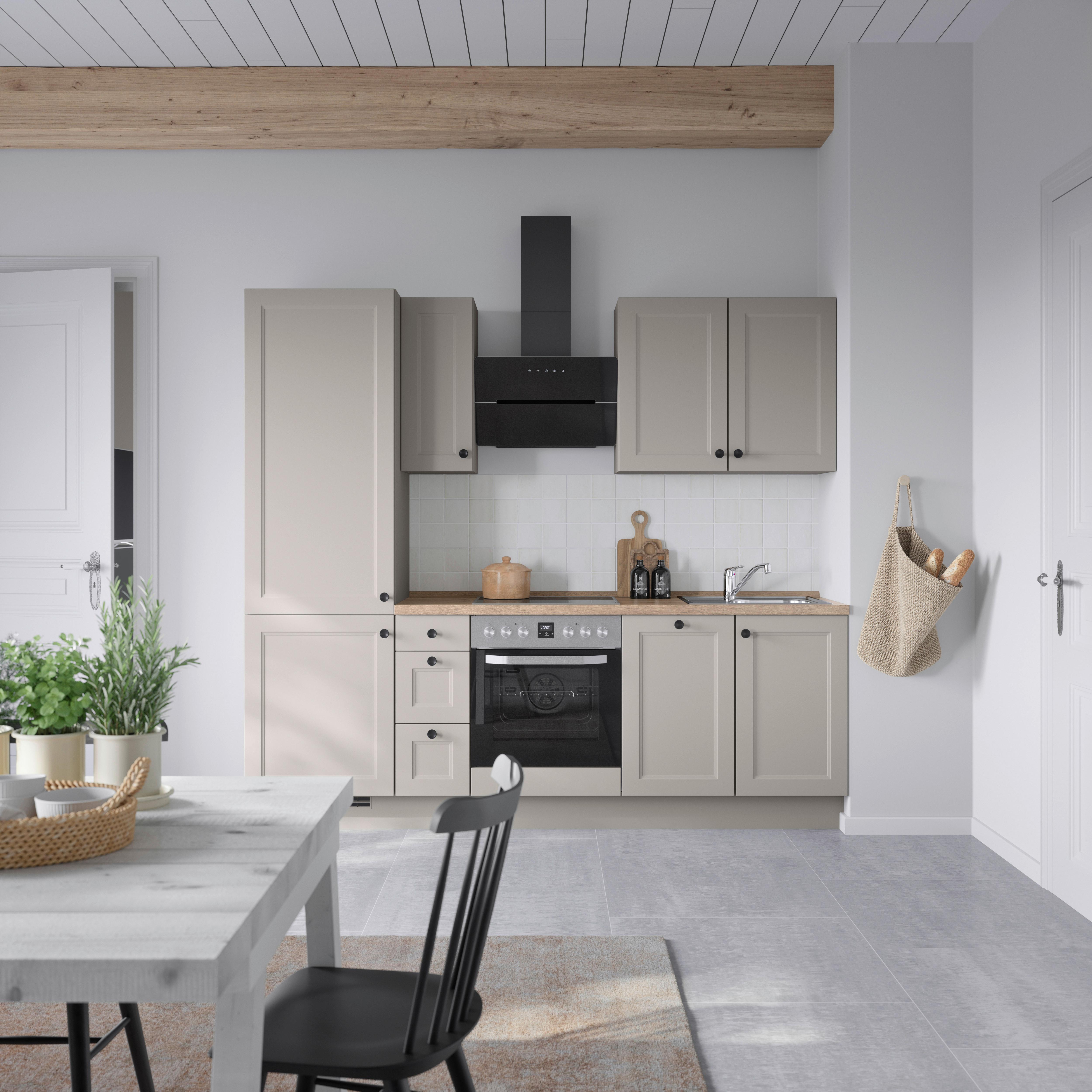 Küchenblock Cascada High m. Geräten Grau - Eiche dunkel/Schwarz, MODERN, Holzwerkstoff/Metall (240cm) - Nobilia