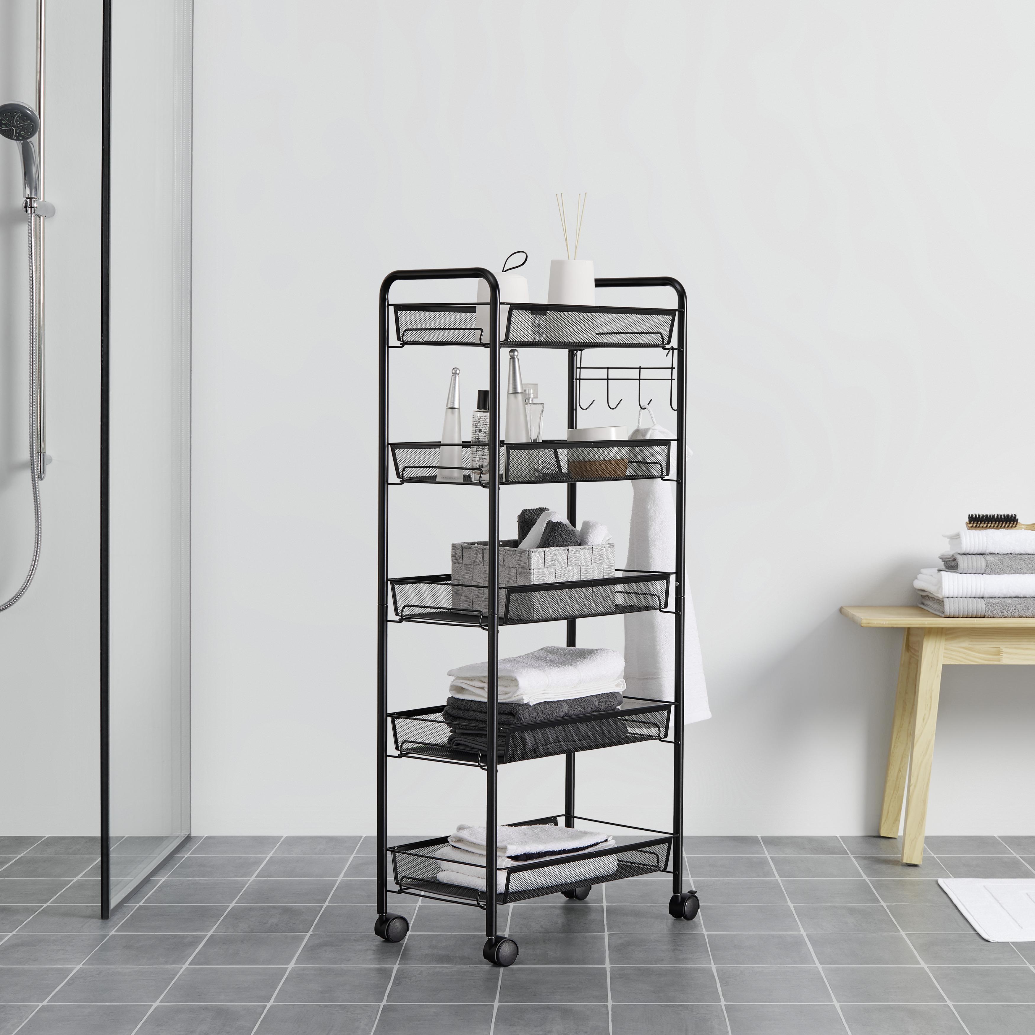 Rollwagen "Sandro", schwarz - Schwarz, MODERN, Kunststoff/Metall (45/105/26cm) - Bessagi Home