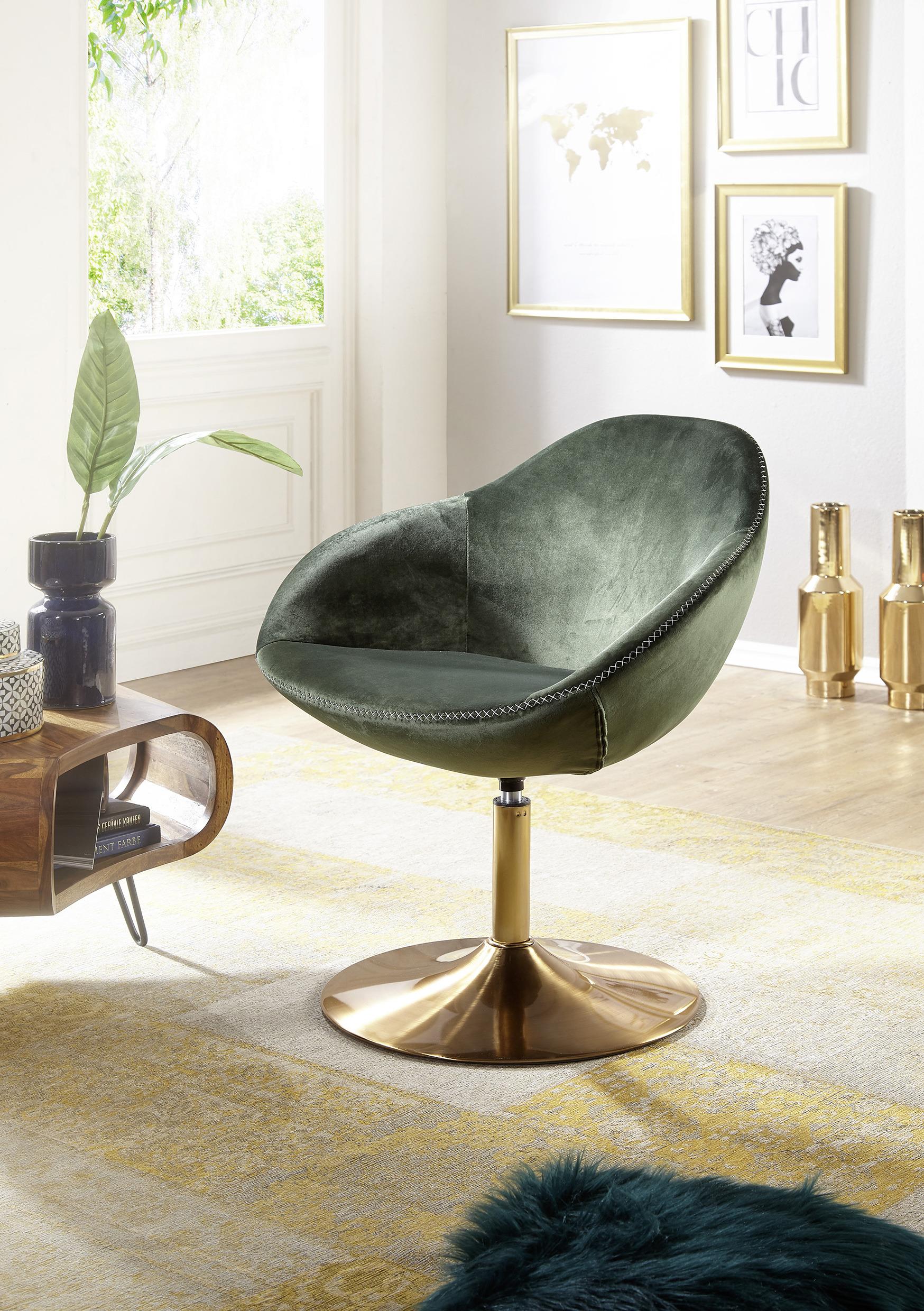 Fotelj Sarin - zlate barve/bela, Moderno, kovina/tekstil (70/79/70cm) - MID.YOU