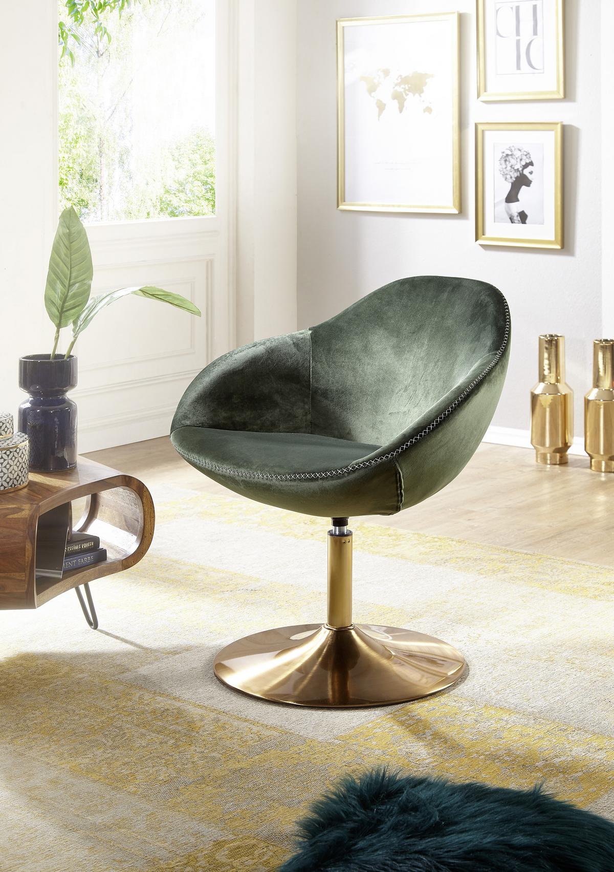 Fotelj Sarin - zlate barve/bela, Moderno, kovina/tekstil (70/79/70cm) - MID.YOU