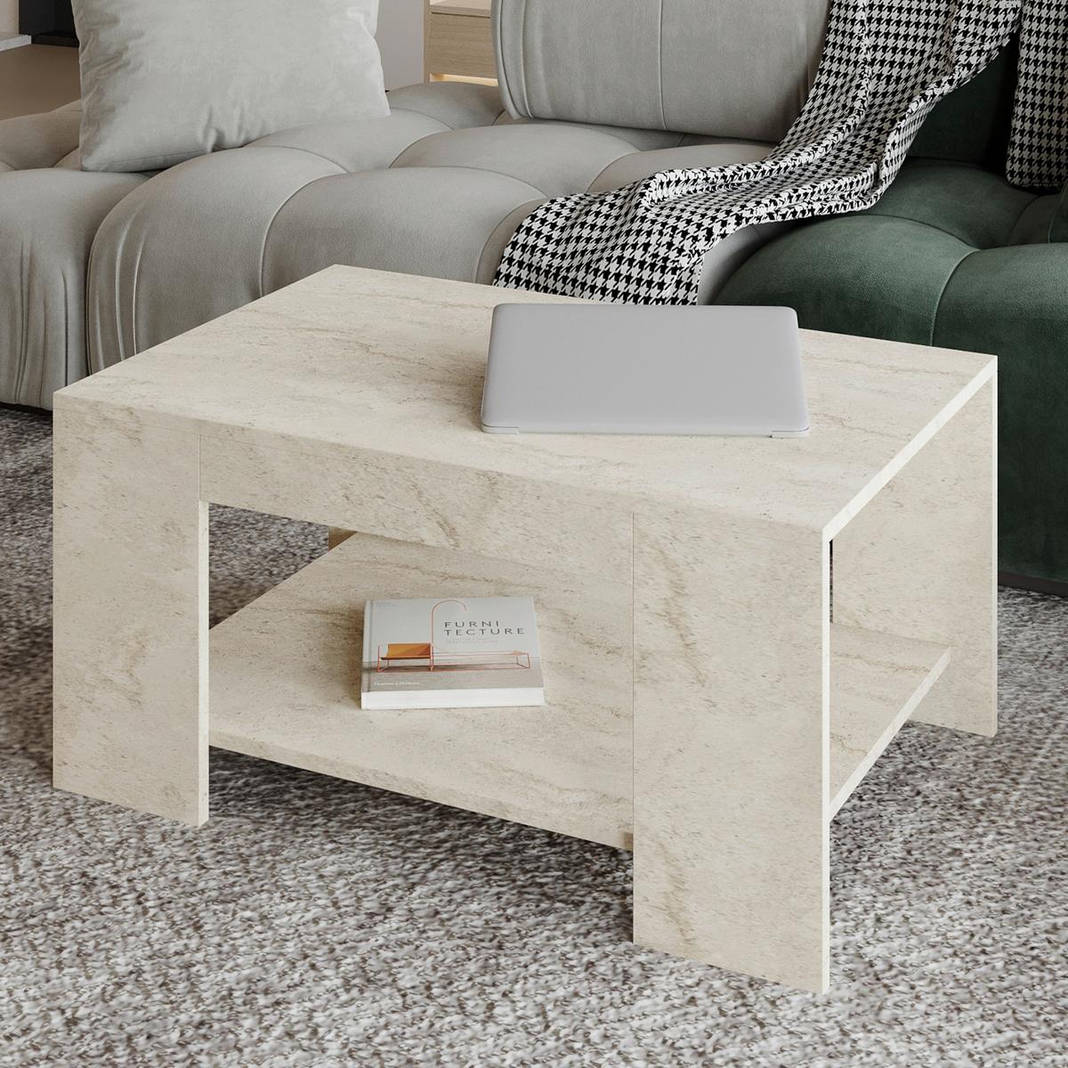 Couchtisch Lina Couchtisch - Beige, Design, Holzwerkstoff (90/60/44cm) - Livetastic