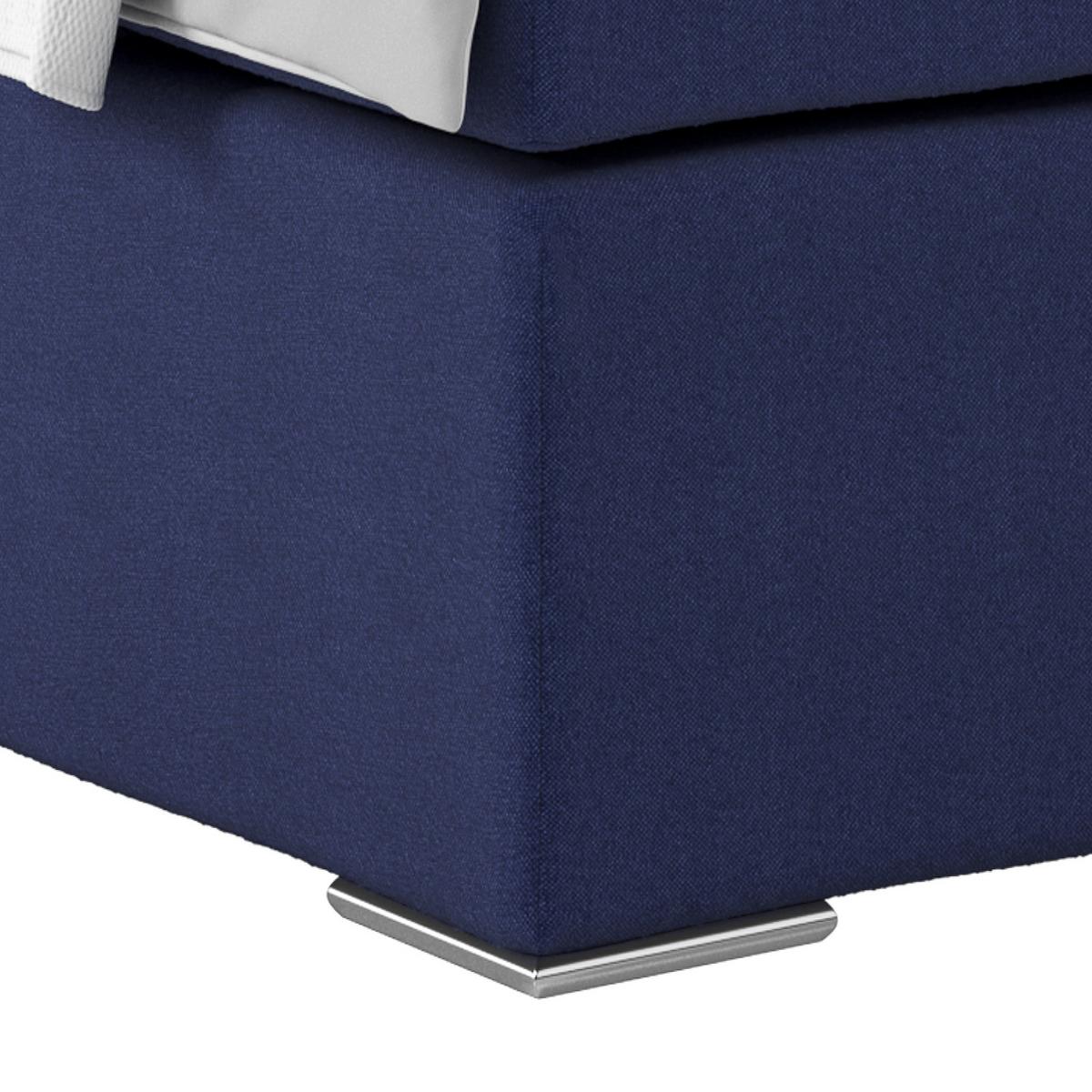 Boxspring Krevet Nero - tamno plava/boje kroma, Konvencionalno, tekstil/metal (140/200cm) - Best Price