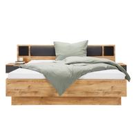 Bettanlage in Grau/Eichefarben ca. 180x200cm - Eichefarben/Graphitfarben, KONVENTIONELL, Holzwerkstoff/Textil (180/200cm) - Mömax