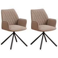 Armlehnstuhl-Set Reims ca. 56x97 cm 2er Set Taupe - Taupe/Schwarz, Design, Textil/Metall (56/97/52,5cm) - MID.YOU