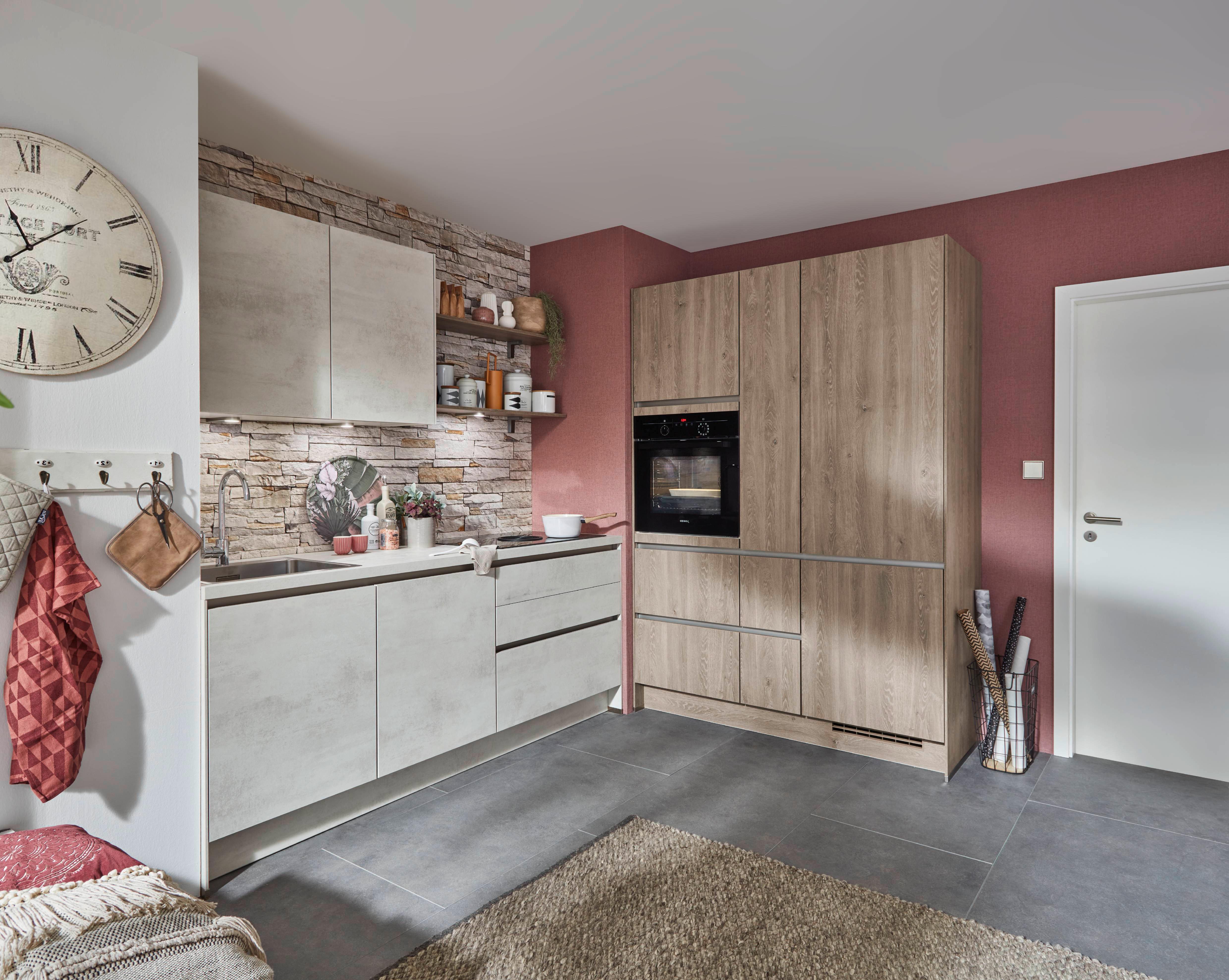 Bucătărie la comandă Riva - gri, Modern, material pe bază de lemn (277/217,5cm) - Vertico