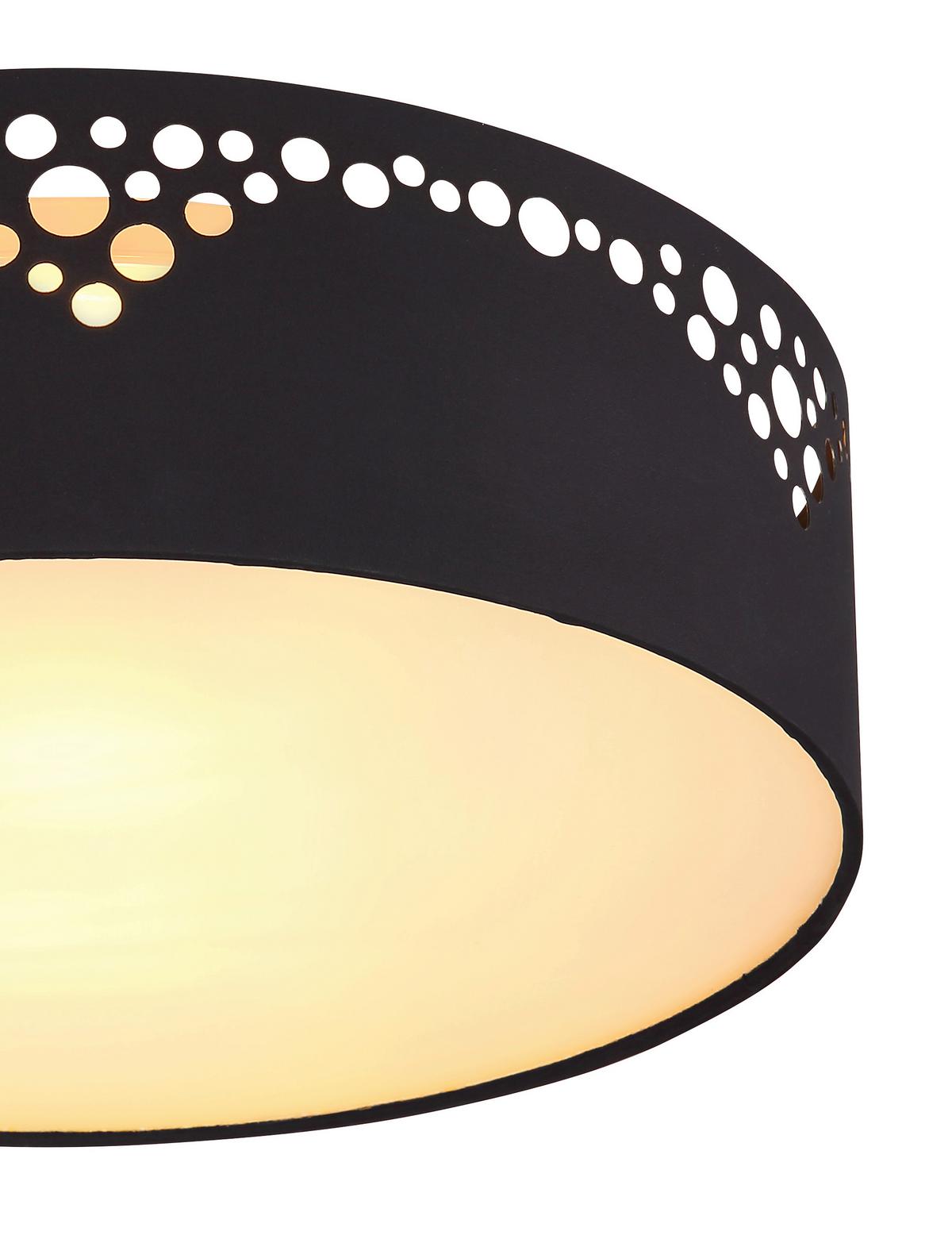 Deckenleuchte Ingeborg in Schwarz max. 15 Watt - Goldfarben/Opal, Design, Kunststoff/Textil (35/10cm) - Globo