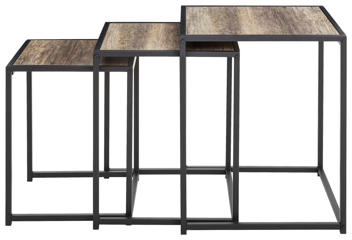 STOLIK KAWOWY SANTIAGO - kolor naturalny/czarny, Modern, materiał drewnopochodny/metal (35/40/45/35/40/45/45/50/55cm) - PBJ