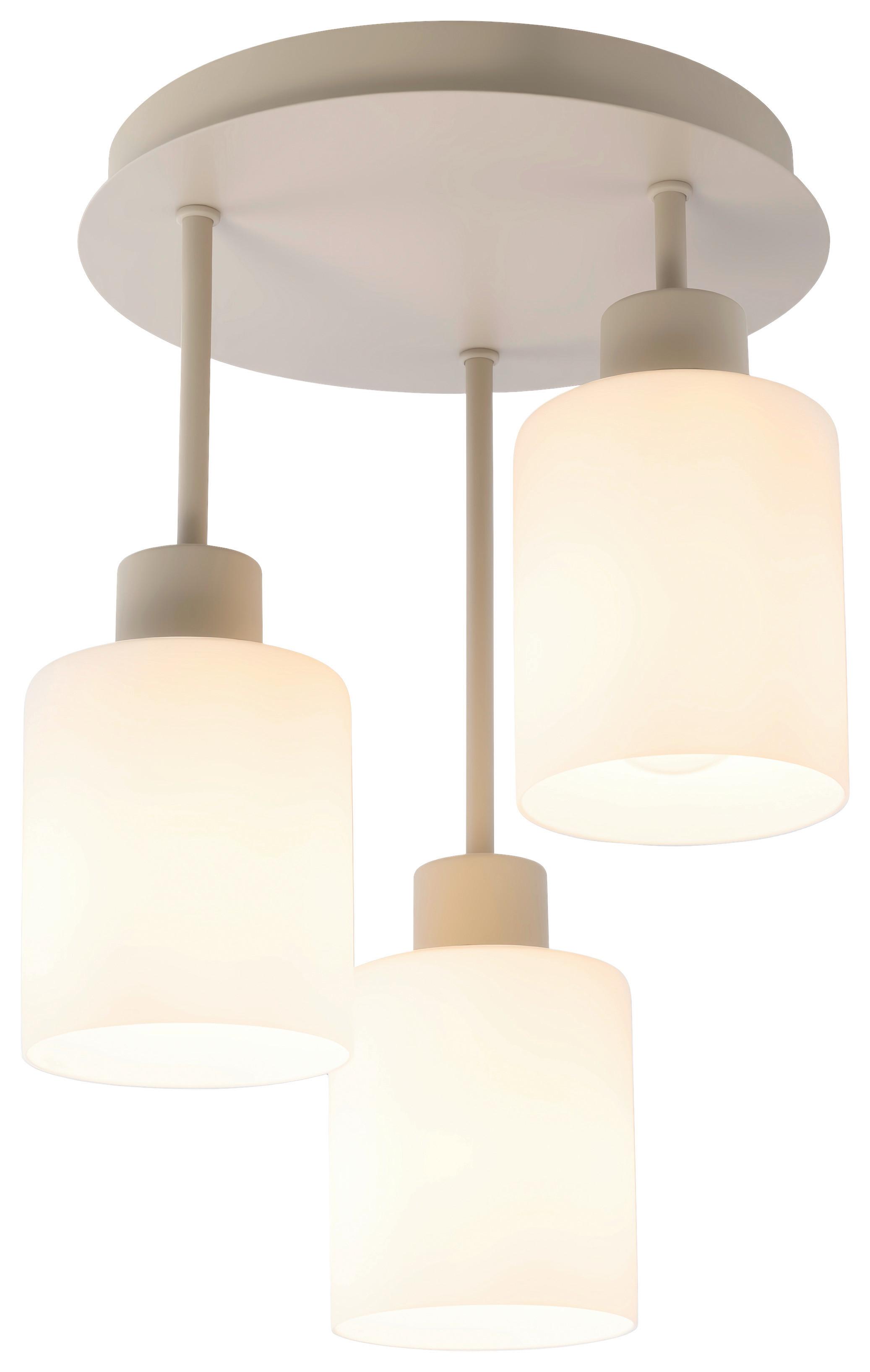 LAMPA WISZĄCA KINGA - biały/kolor piaskowy, Trend, metal/szkło (27/36cm) - Novel