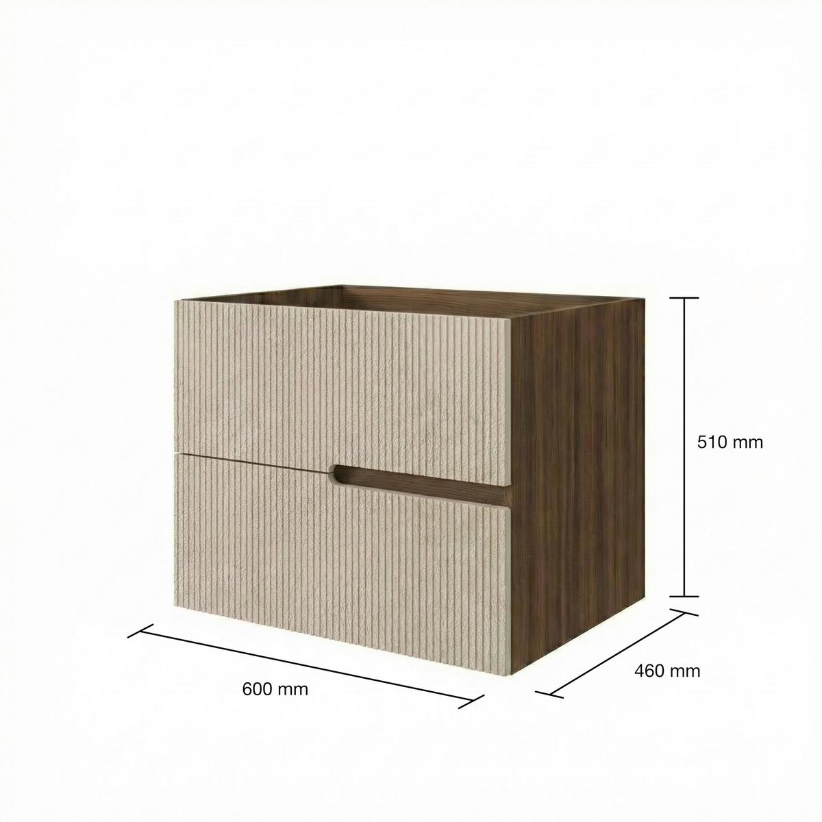 Bază pentru lavoar Eva - nucă/crem, Modern, material pe bază de lemn (60/51/46cm)