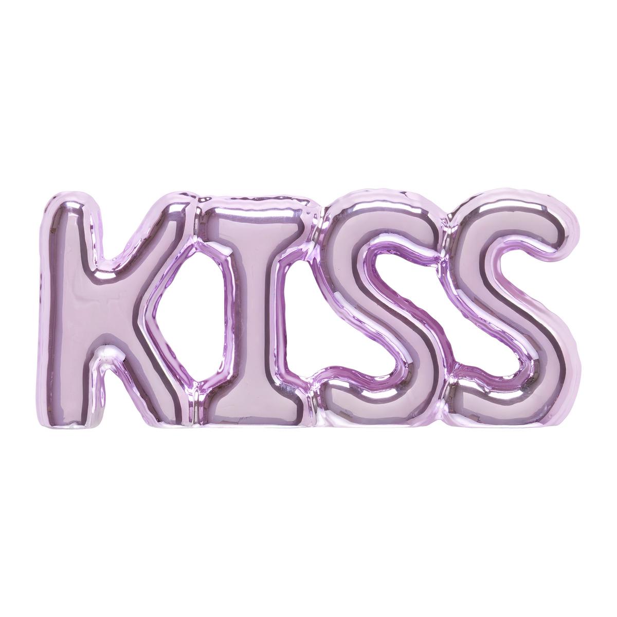 Dekoschriftzug Kiss Pink - Pink, MODERN, Keramik (24/2,5/10,5cm) - Mömax