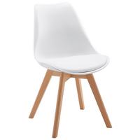 Stol Judy, Bela - bela/barve bukve, Moderno, umetna masa/tekstil (49/81/58cm) - Bessagi Home