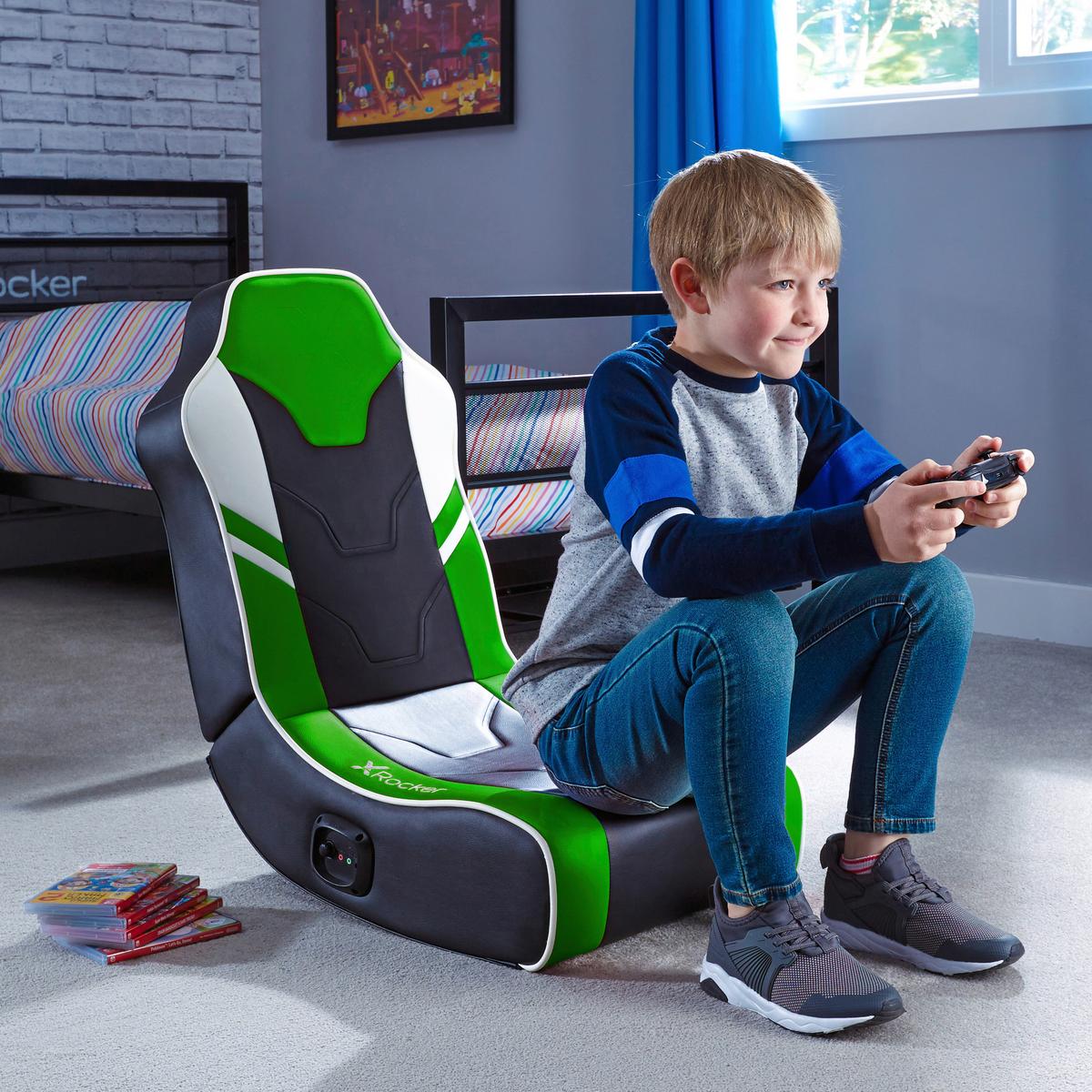 Gamingsessel Shadow 2.0 ca. 42x64x75 cm Grün/Weiß/Schwarz - Grün, MODERN, Textil (42/64/75cm) - X Rocker