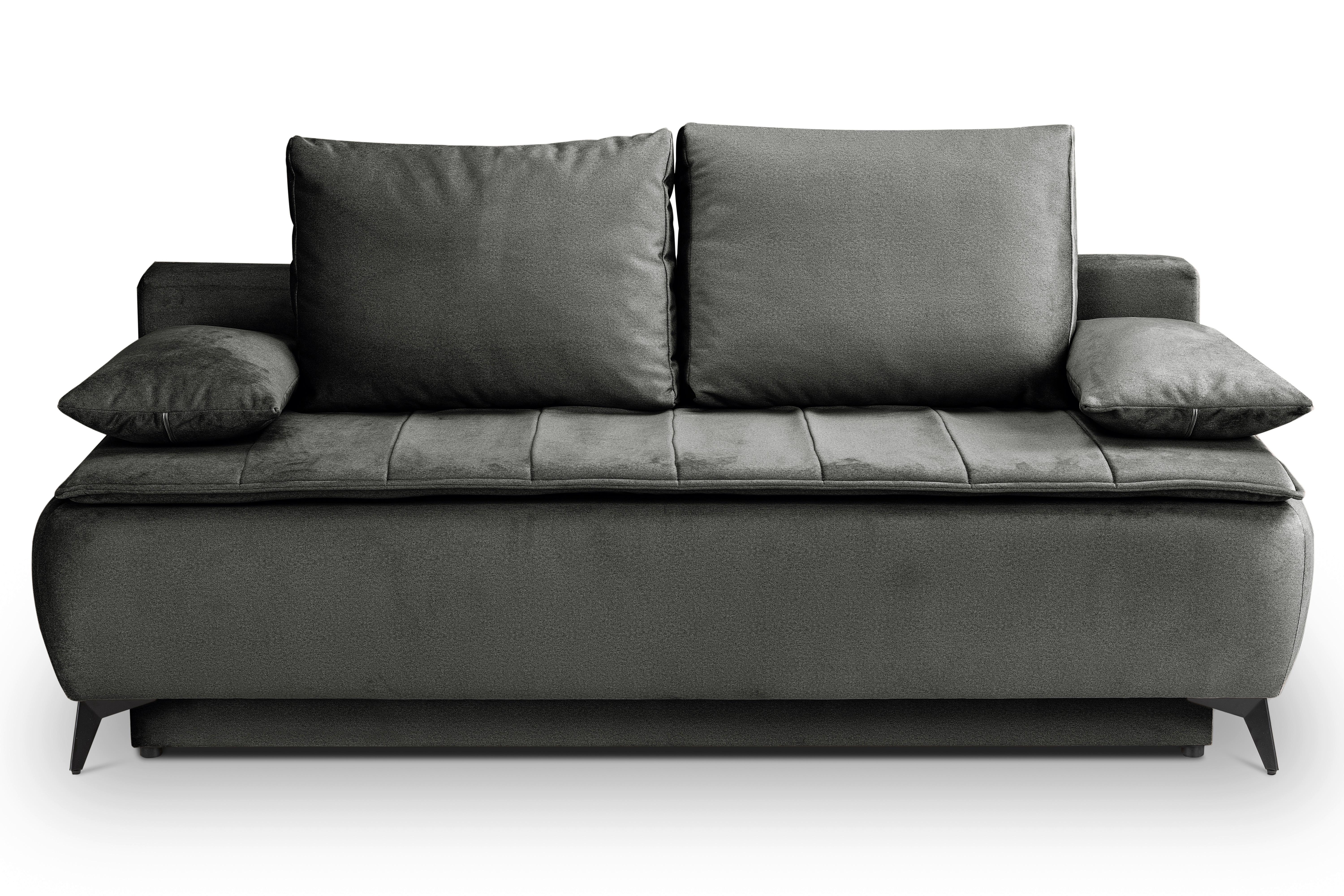Schlafsofa Sendi Graubeige - Greige/Schwarz, Basics, Holz/Textil (210/103/90cm) - MID.YOU