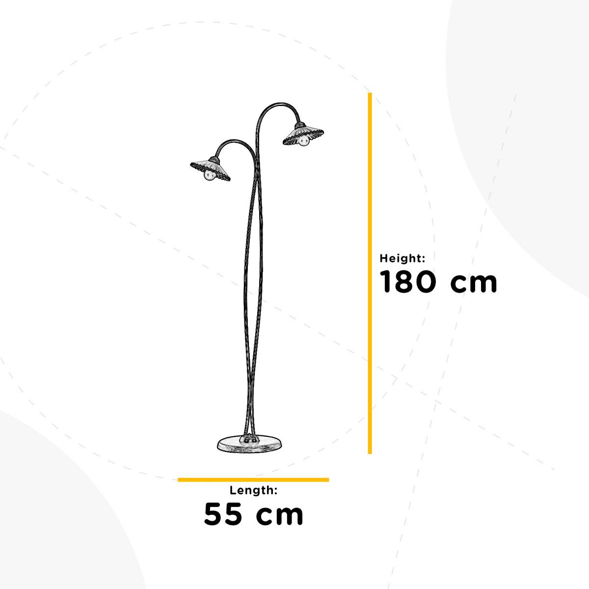 Stehleuchte Rosina Bronzefarben max. 6 Watt - Bernsteinfarben/Bronzefarben, KONVENTIONELL, Keramik/Metall (55/42/180cm)