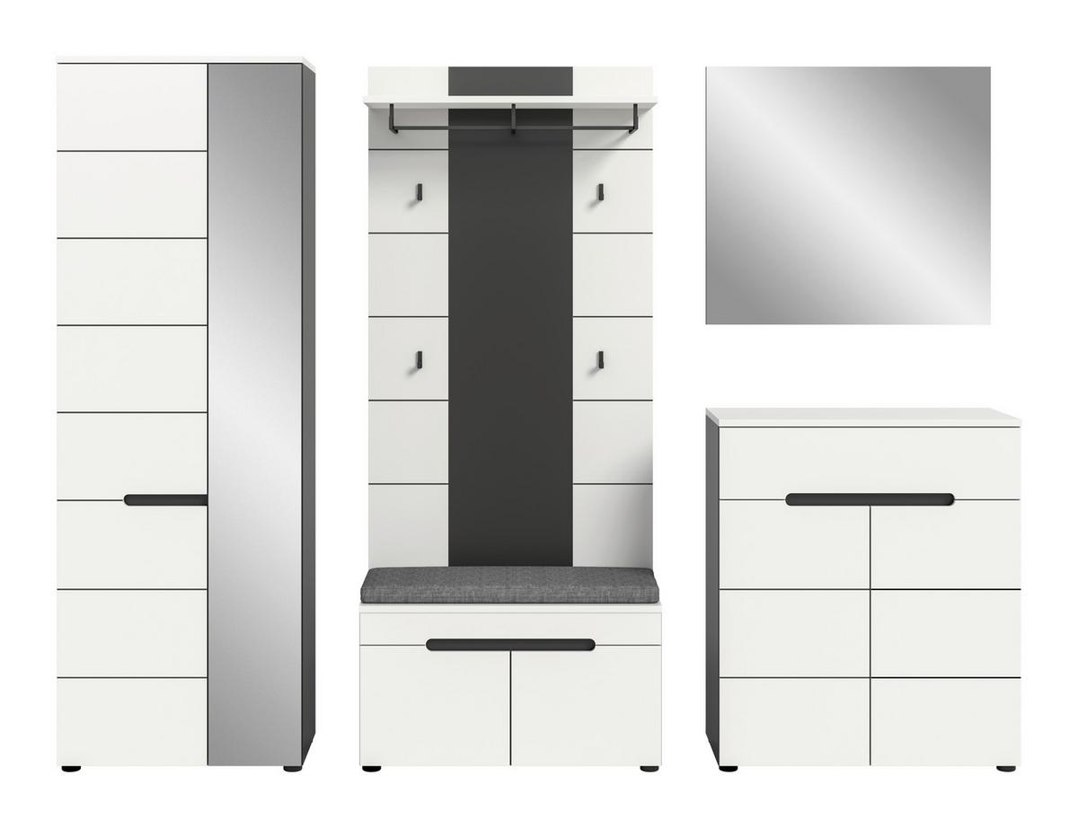 Predsoba Canu, Bela, Siva, Z Blazino, 6-Delna - bela, Design, leseni material (255/190/37cm) - Livetastic