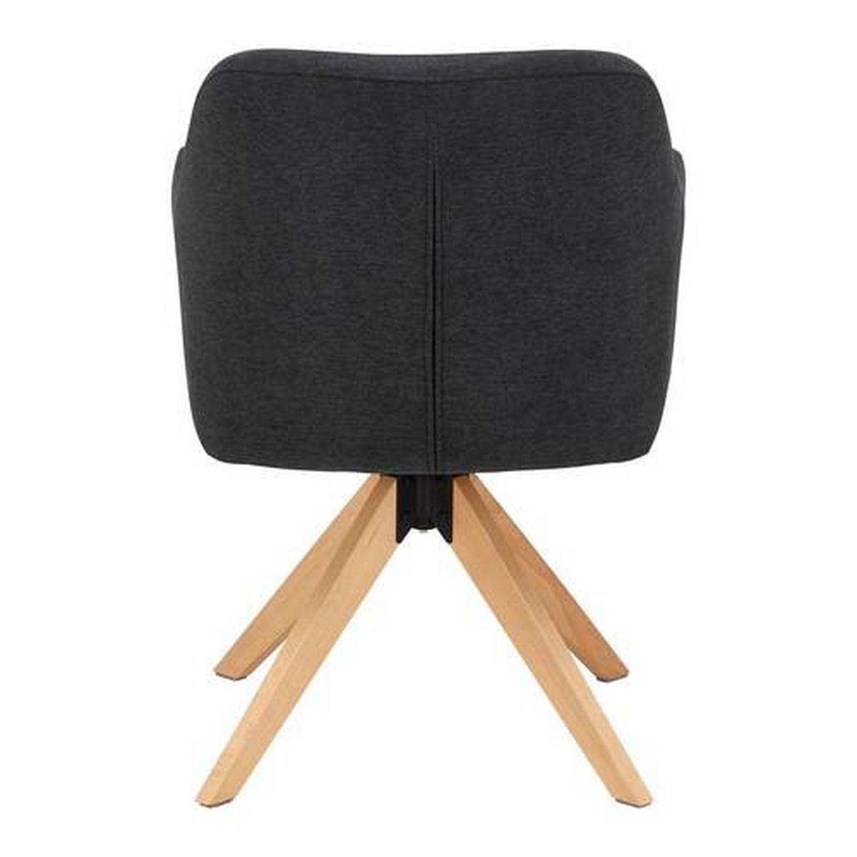 Armlehnstuhl Lucita Anthrazit Samt Drehbar Gepolstert - Anthrazit/Naturfarben, MODERN, Holz/Textil (59/88/60cm) - Bessagi Home
