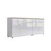 Sideboard Mailand Set 10 Weiß/Eiche - Weiß Hochglanz/Schwarz, MODERN, Holzwerkstoff/Kunststoff (184,5/73/33cm) - MID.YOU