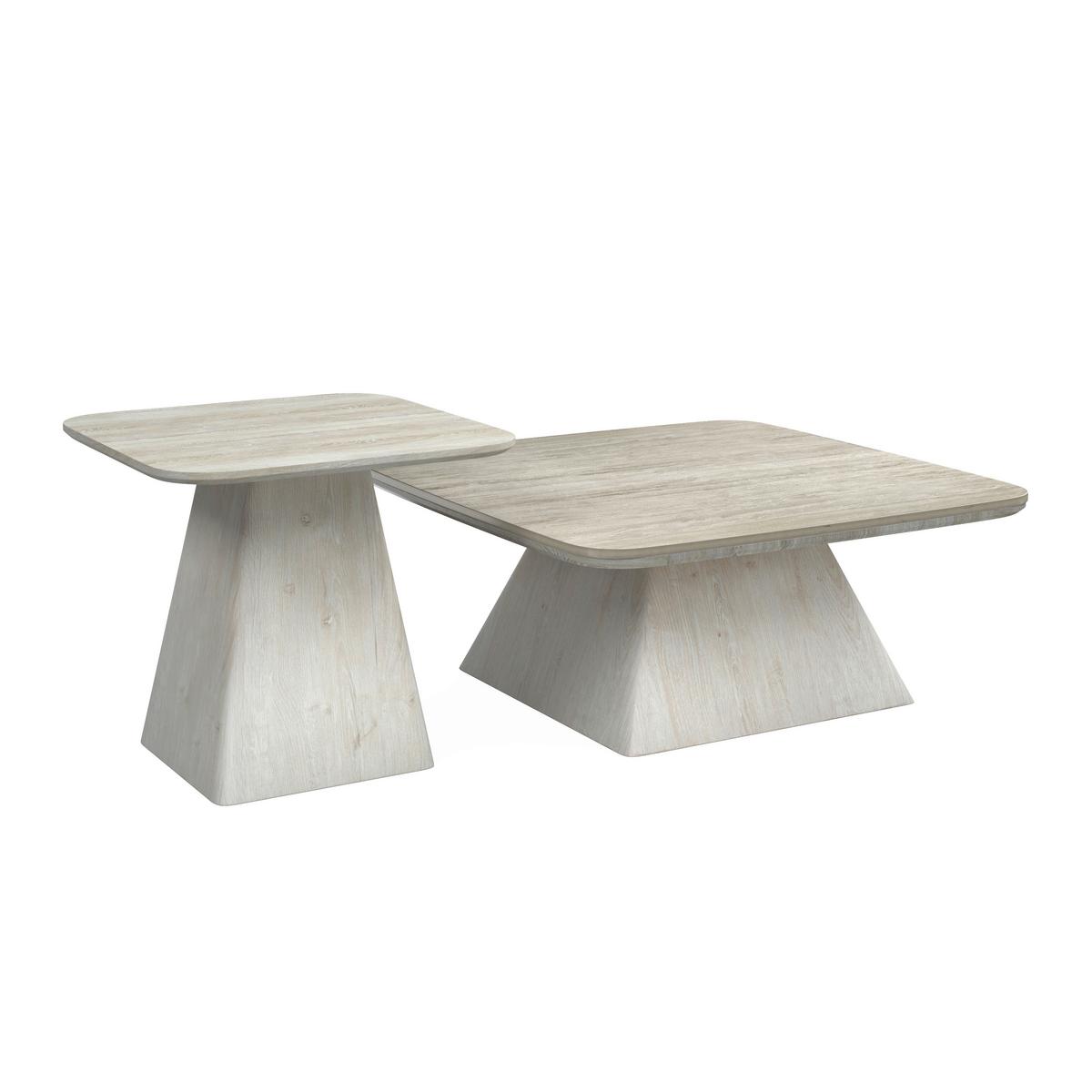 Couchtisch Thiago Creme 2-er Set MDF/Stein - Creme, MODERN, Holzwerkstoff/Stein - Bessagi Home
