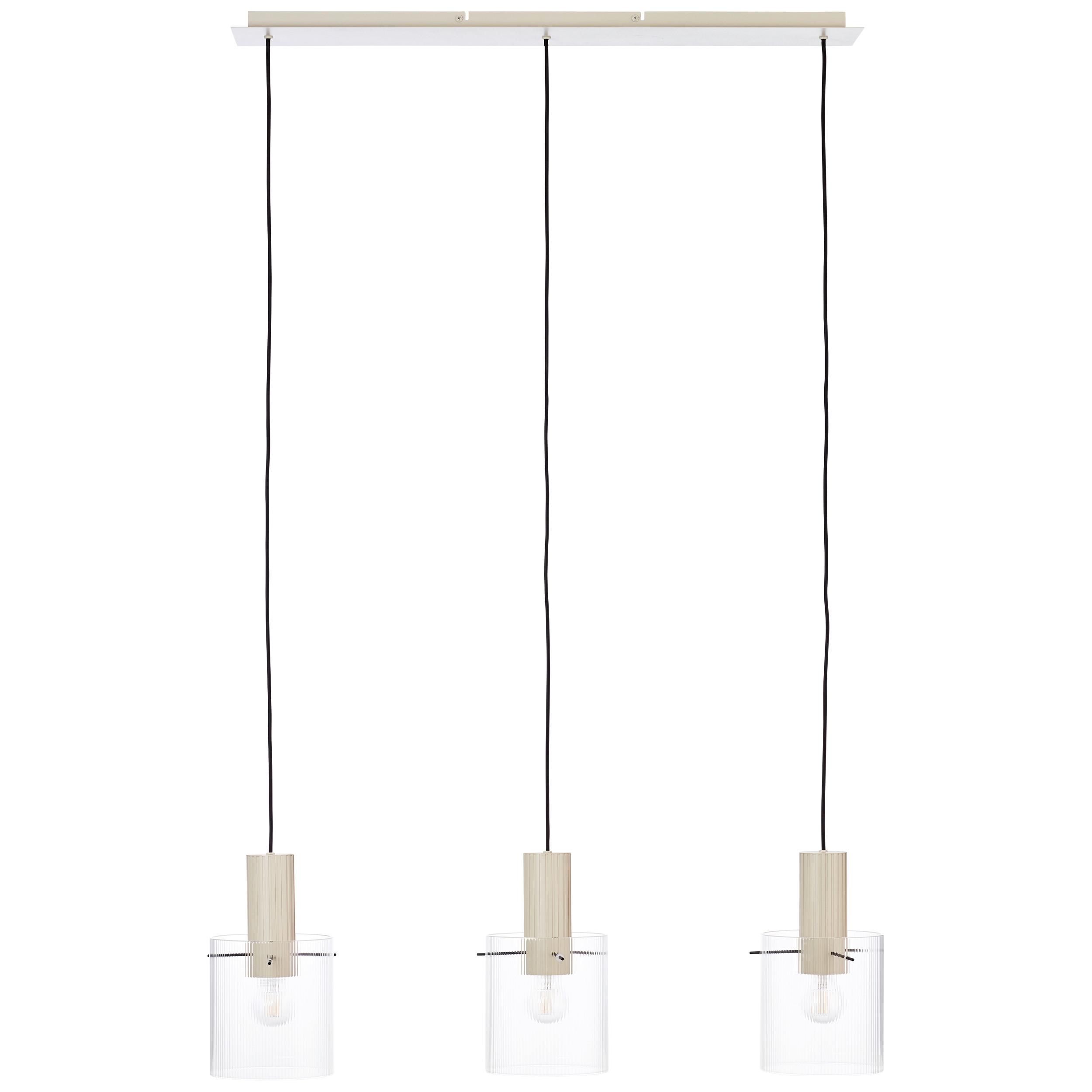 Hängeleuchte Göteborg Beige max. 60 Watt - Transparent/Beige, Basics, Glas/Metall (98/18/150cm) - Brilliant