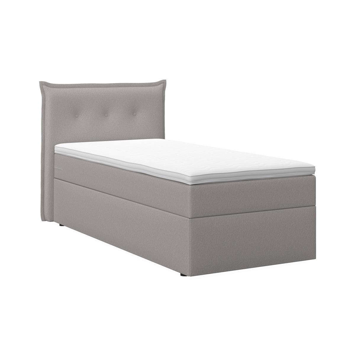 Boxbett Polo ca. 90x200 cm Grau mit Topper - Schwarz/Grau, MODERN, Holz/Kunststoff (90/200cm) - Bessagi Home