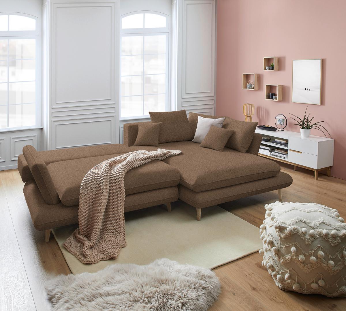 Kutna Garnitura Monte - cappuccino/prirodne boje, Romantično / ladanjski, tekstil/drvo (283/181cm) - Premium Living