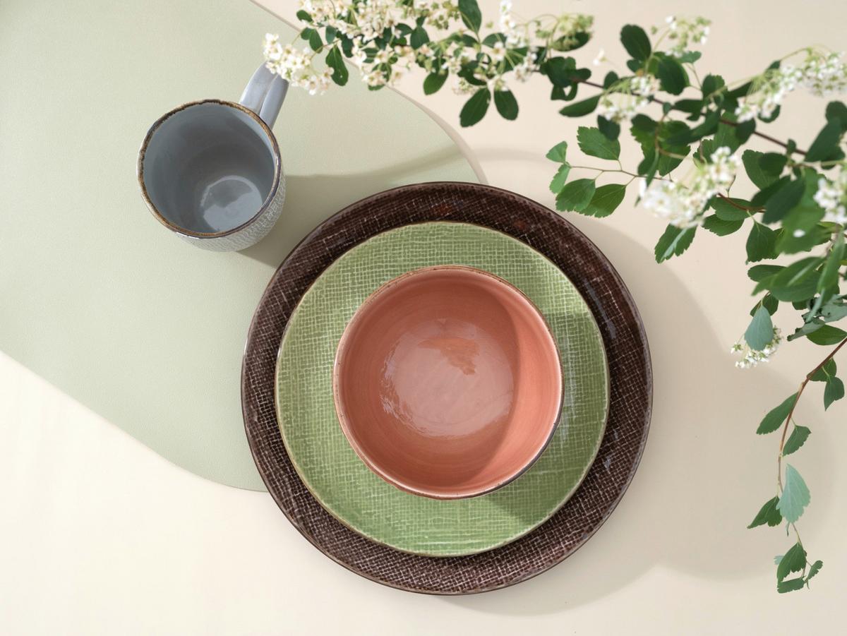 Kombiservice Canvas Mediterran, 16-teilig - Creme/Braun, LIFESTYLE, Keramik (34/31,5/33cm) - Creatable