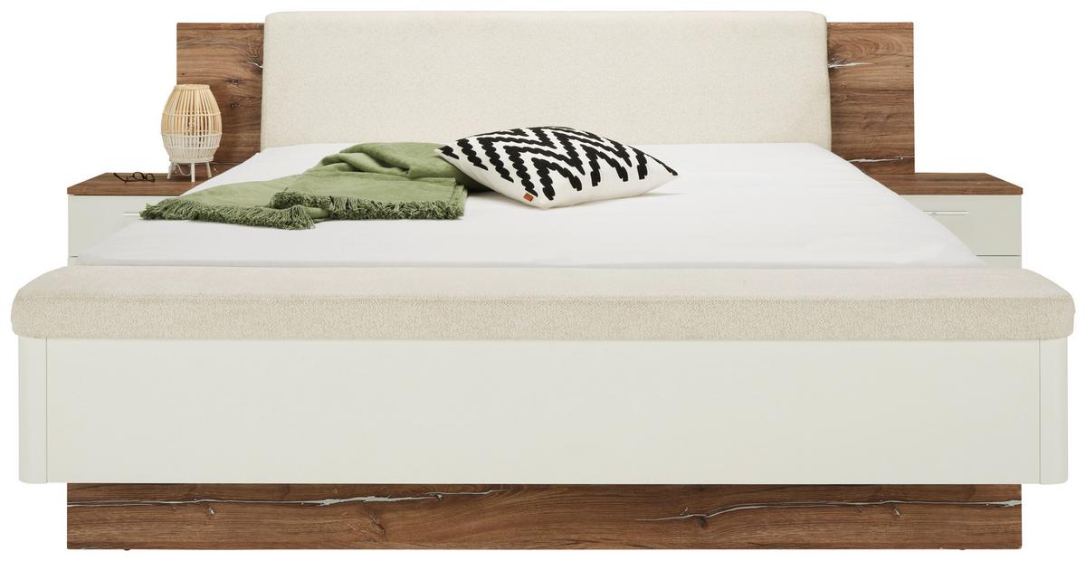 Bettanlage in Eichefarben ca.180x200cm - Weiss/Eichefarben, Konventionell, Holzwerkstoff (180/200cm) - Premium Living