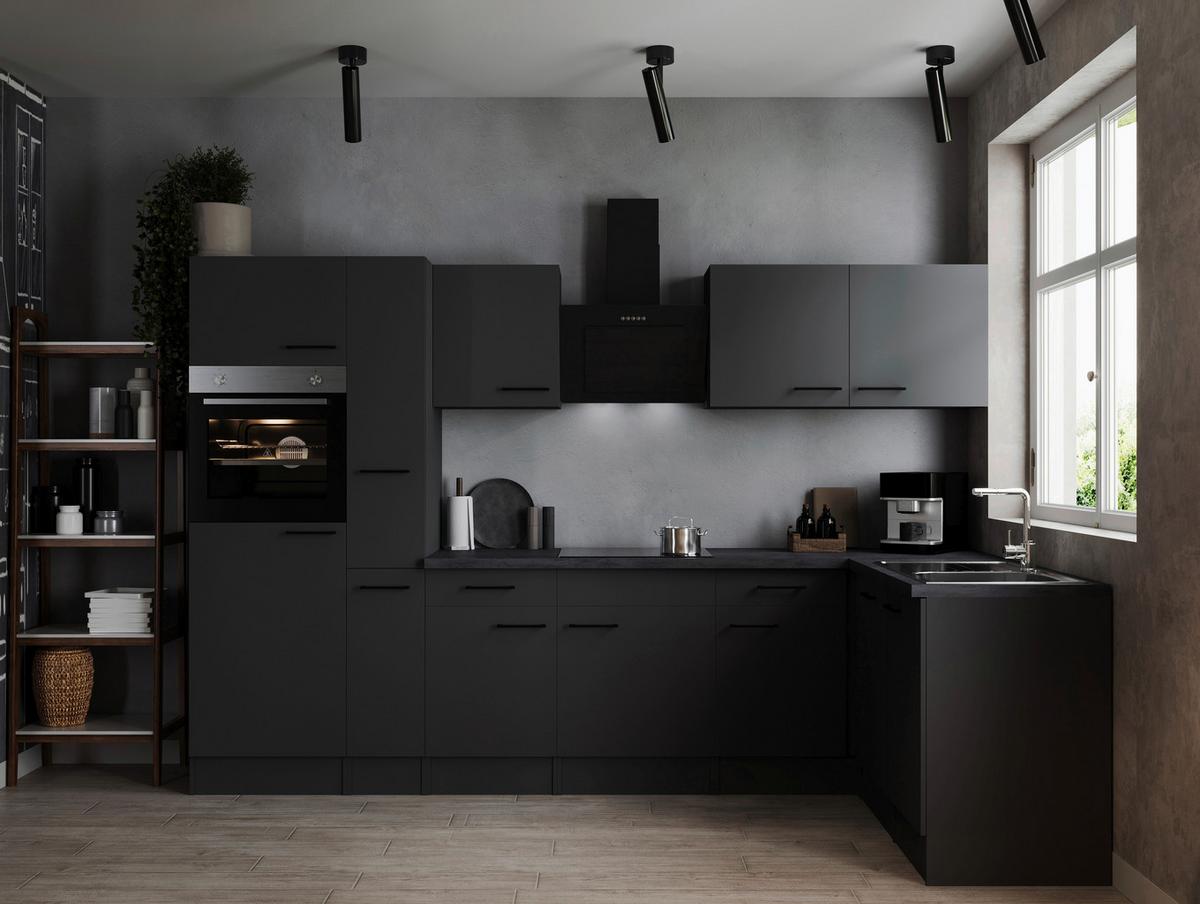 Kotna Kuhinja Z Aparati Oliver, 310x172cm - temno siva/črna, Design, kovina/leseni material (310/172cm) - Respekta
