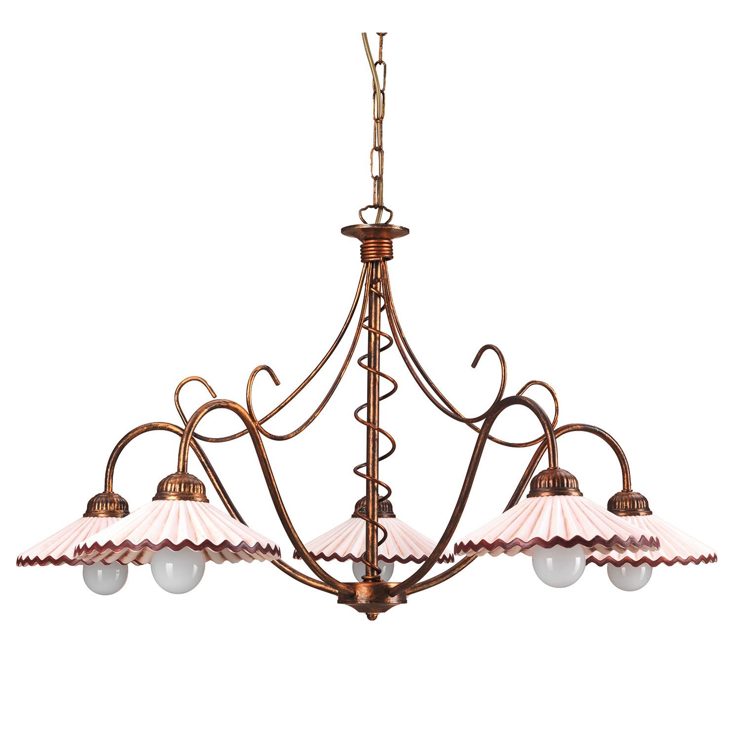 Kronleuchter Rosina Bersteinfarben max. 6 Watt - Bernsteinfarben, KONVENTIONELL, Keramik/Metall (85/110cm)