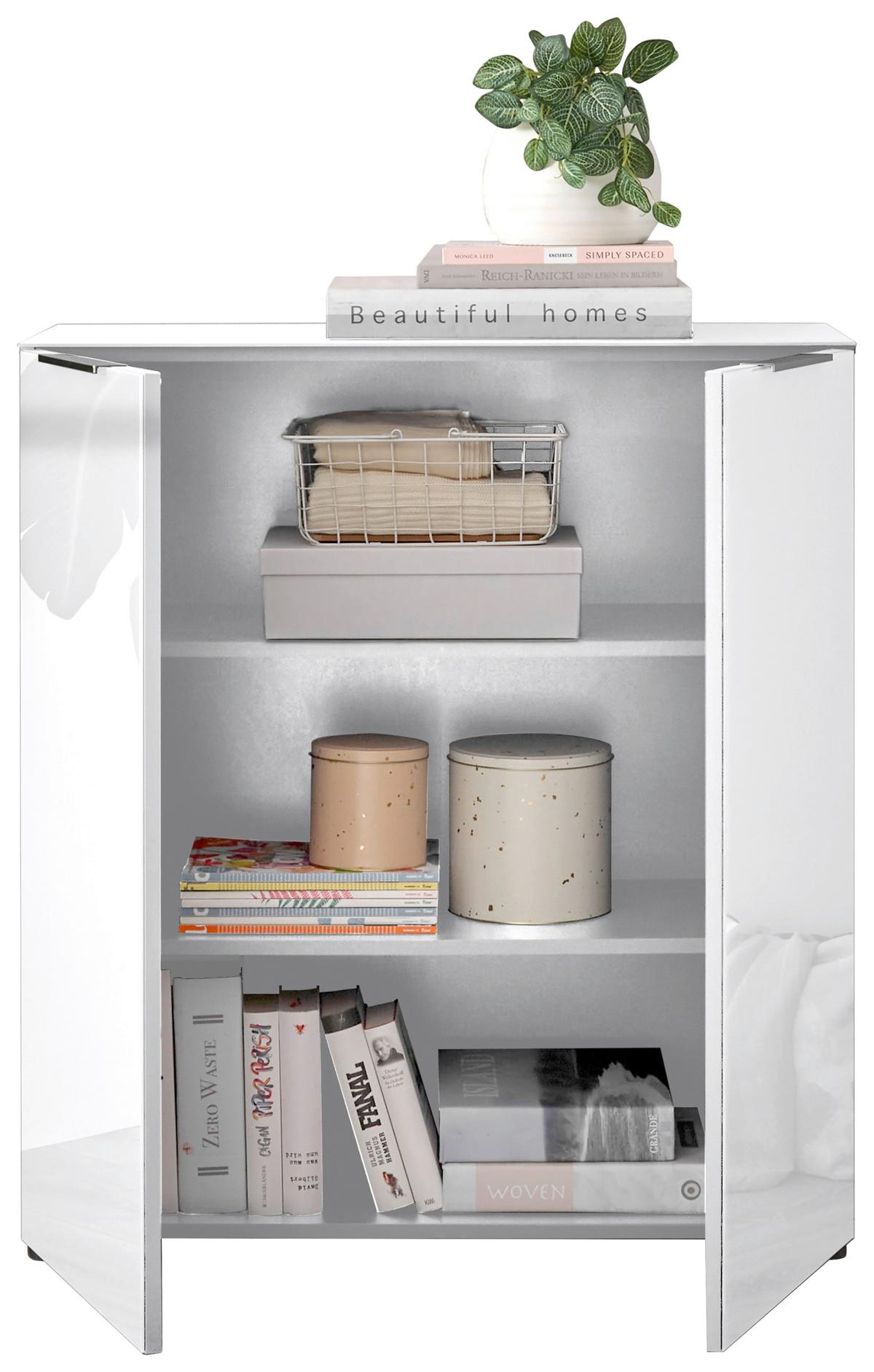 Kommode Siena Weiß - Chromfarben/Schwarz, MODERN, Glas/Holzwerkstoff (90/99/40cm) - Mömax