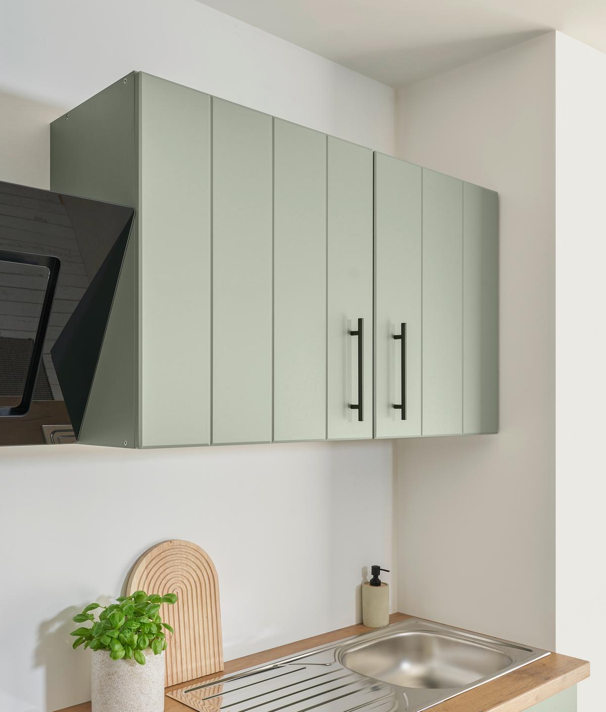 Küchenblock Anton m. Geräten Schilfgrün - Schilfgrün/Wildeiche, Trend, Holzwerkstoff/Metall (220cm) - Respekta