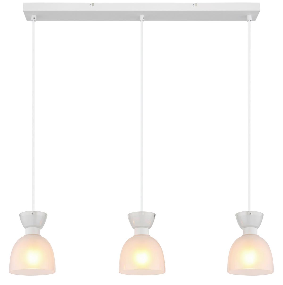 HÄNGELEUCHTE 15769W-3 MASSEY - Weiss, Design, Glas/Kunststoff (65/13/120cm) - Globo