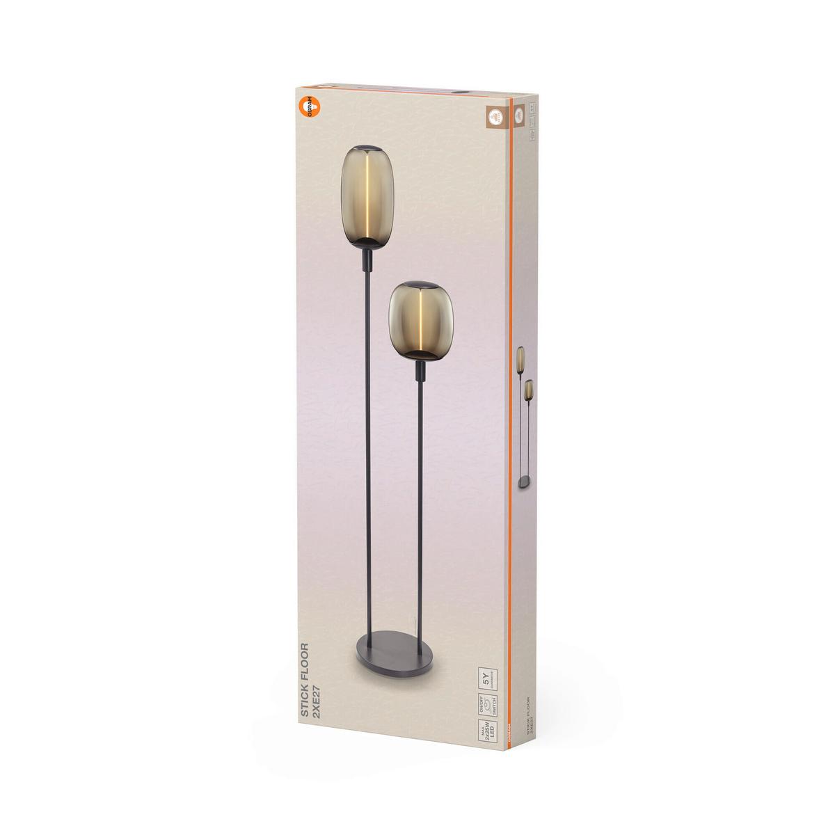 LAMPA STOJĄCA DECOR STICK FLOOR 2XE27 DG - ciemnoszary, Basics, metal (32/146cm) - Osram