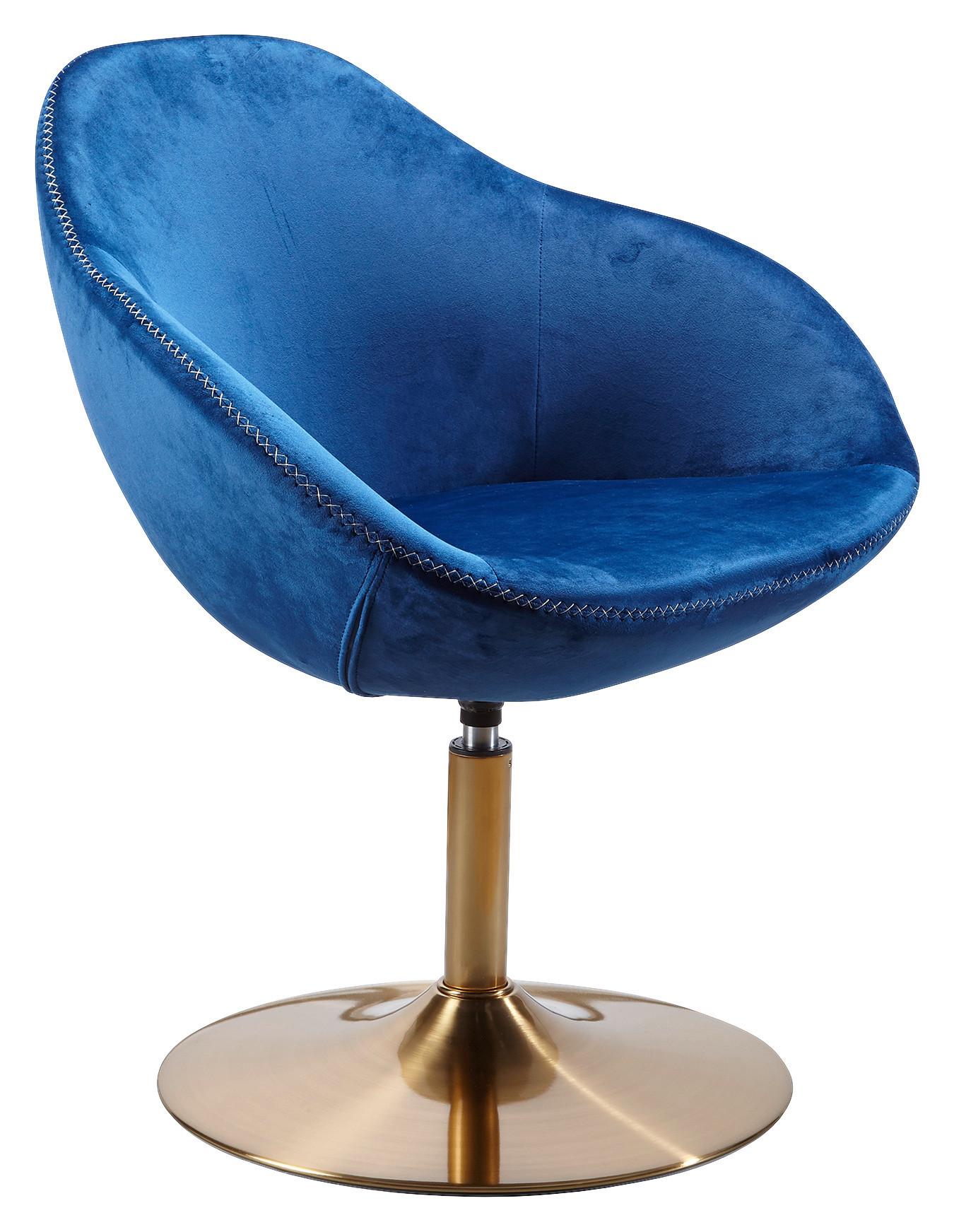 Fotelj Sarin - zlate barve/modra, Moderno, kovina/tekstil (70/79/70cm) - MID.YOU