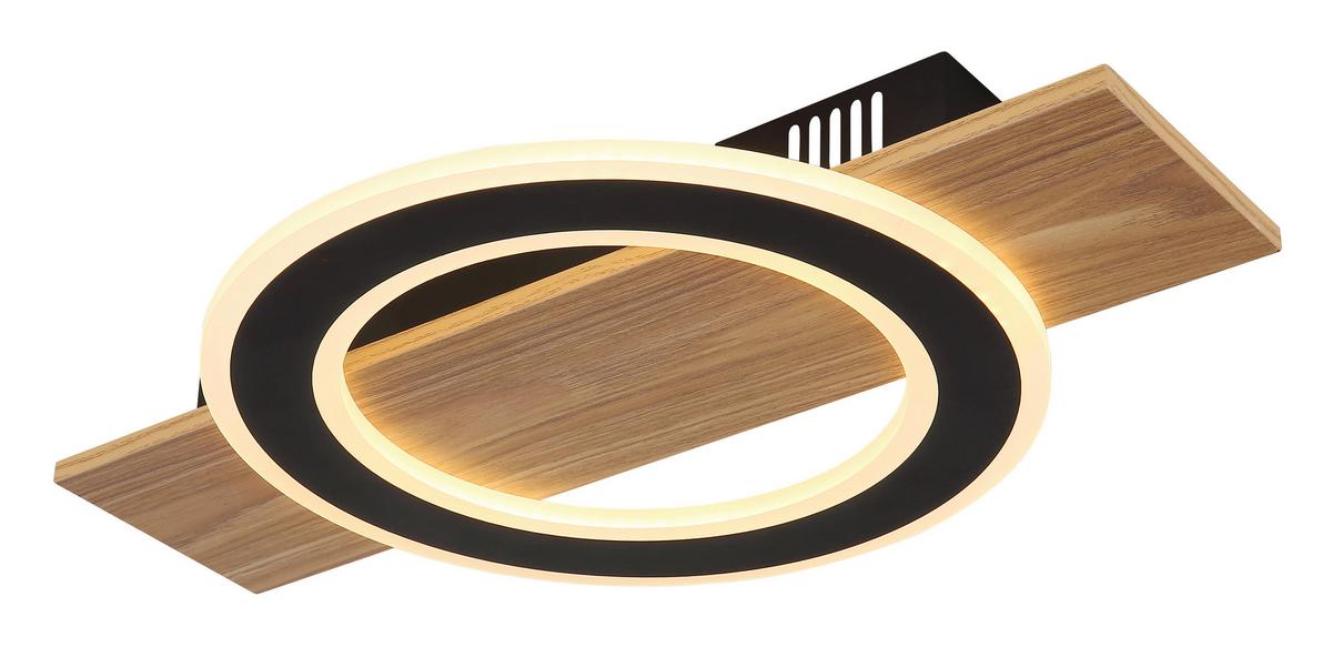 LED-DECKENLEUCHTE 48038-18 - Dunkelbraun/Opal, Natur, Kunststoff/Metall (44/29/5,2cm) - Globo