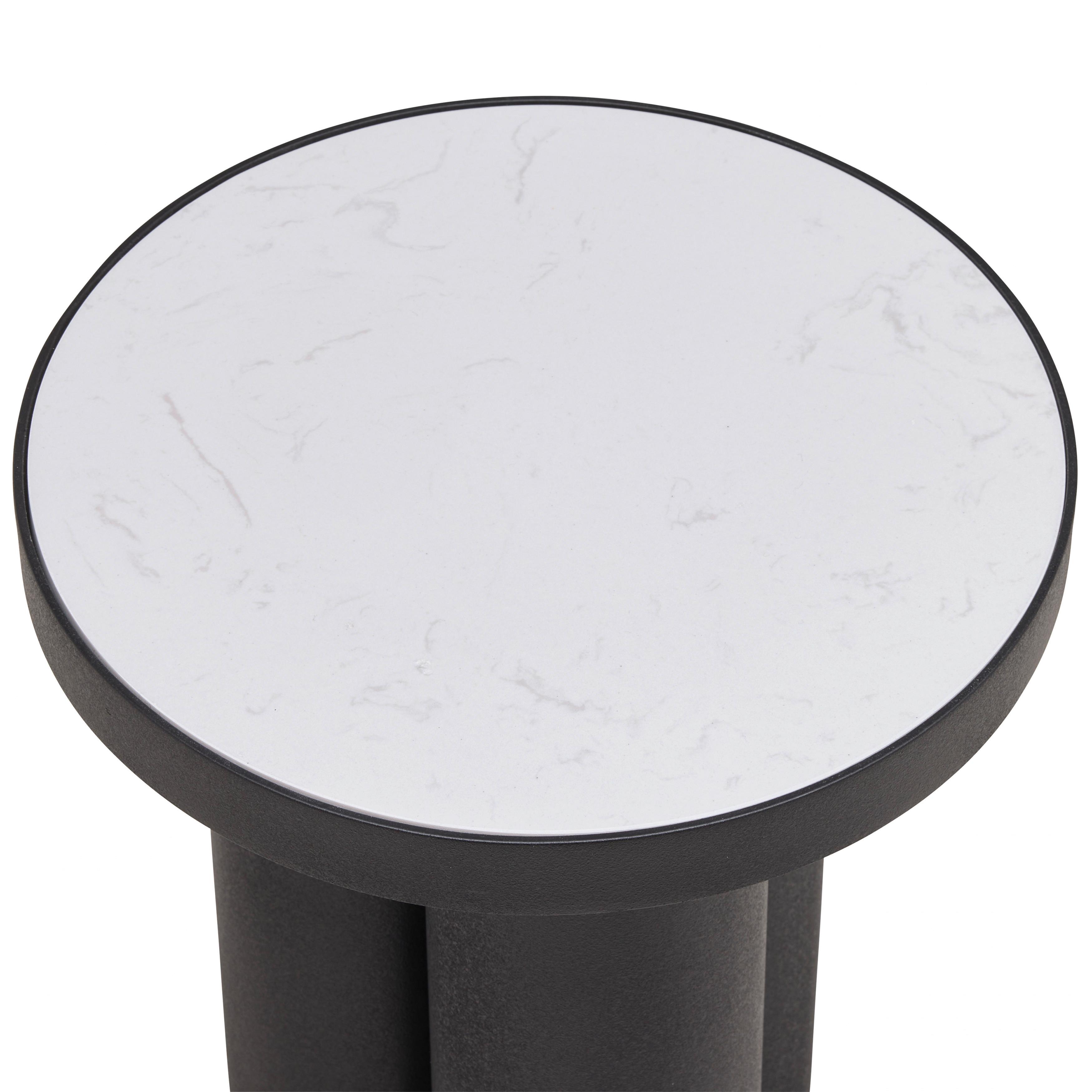SIDOBORD LYON -TREND- - vit/svart, Modern, metall/sten (31/44cm) - Premium Living