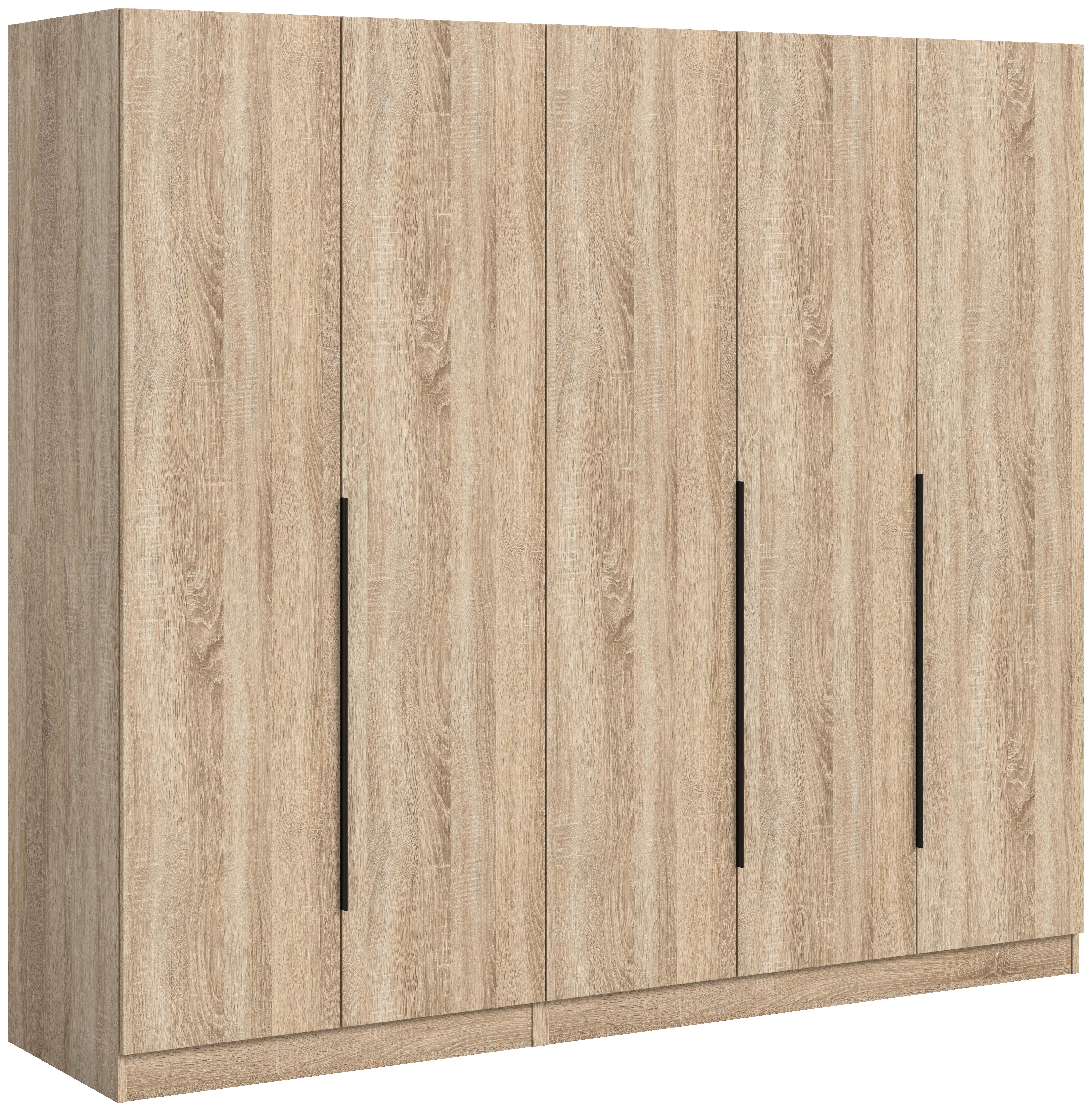 Drehtürenschrank KOPENHAGEN ca.200x181x52cm Sonoma Eiche - Schwarz/Sonoma Eiche, MODERN, Holzwerkstoff/Kunststoff (200/181/52cm) - MID.YOU