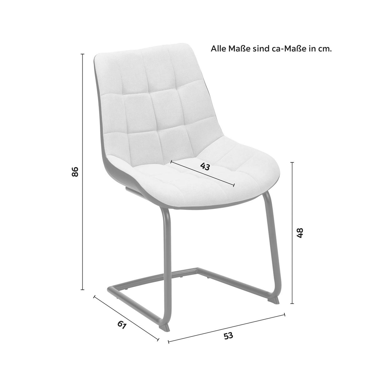 KRZESŁO NA PŁOZIE MARILEA - jasnoszary/czarny, Modern, metal/tkanina (53/86/61cm) - Bessagi Home