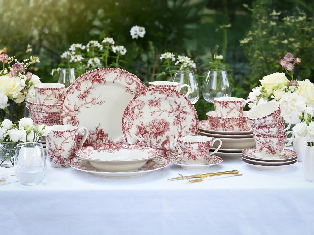SERVICIU DE MASĂ COMPLET 24777 ADELAIDE ROT KOMBI - alb/bordo, Basics, ceramică - Creatable