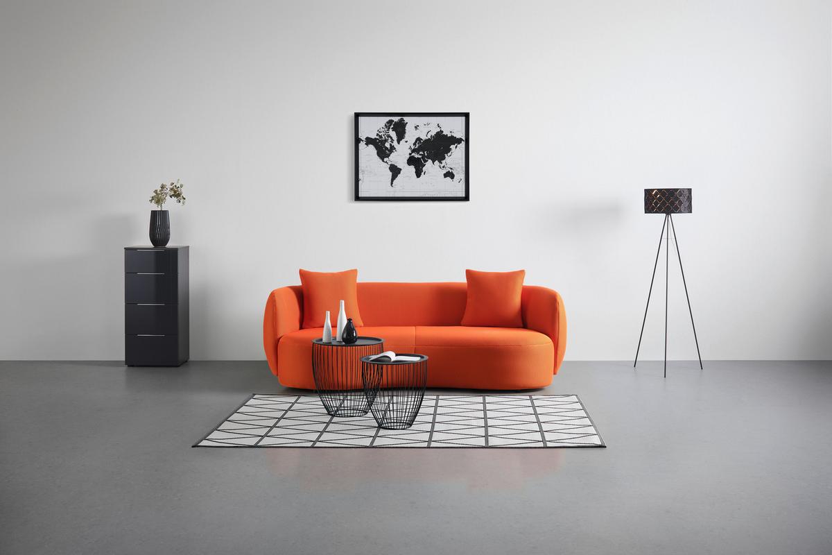 Bigsofa Leonas Mesh Orange, inkl. 2 Kissen - Schwarz/Orange, MODERN, Kunststoff/Textil (235/72/110cm) - Mömax