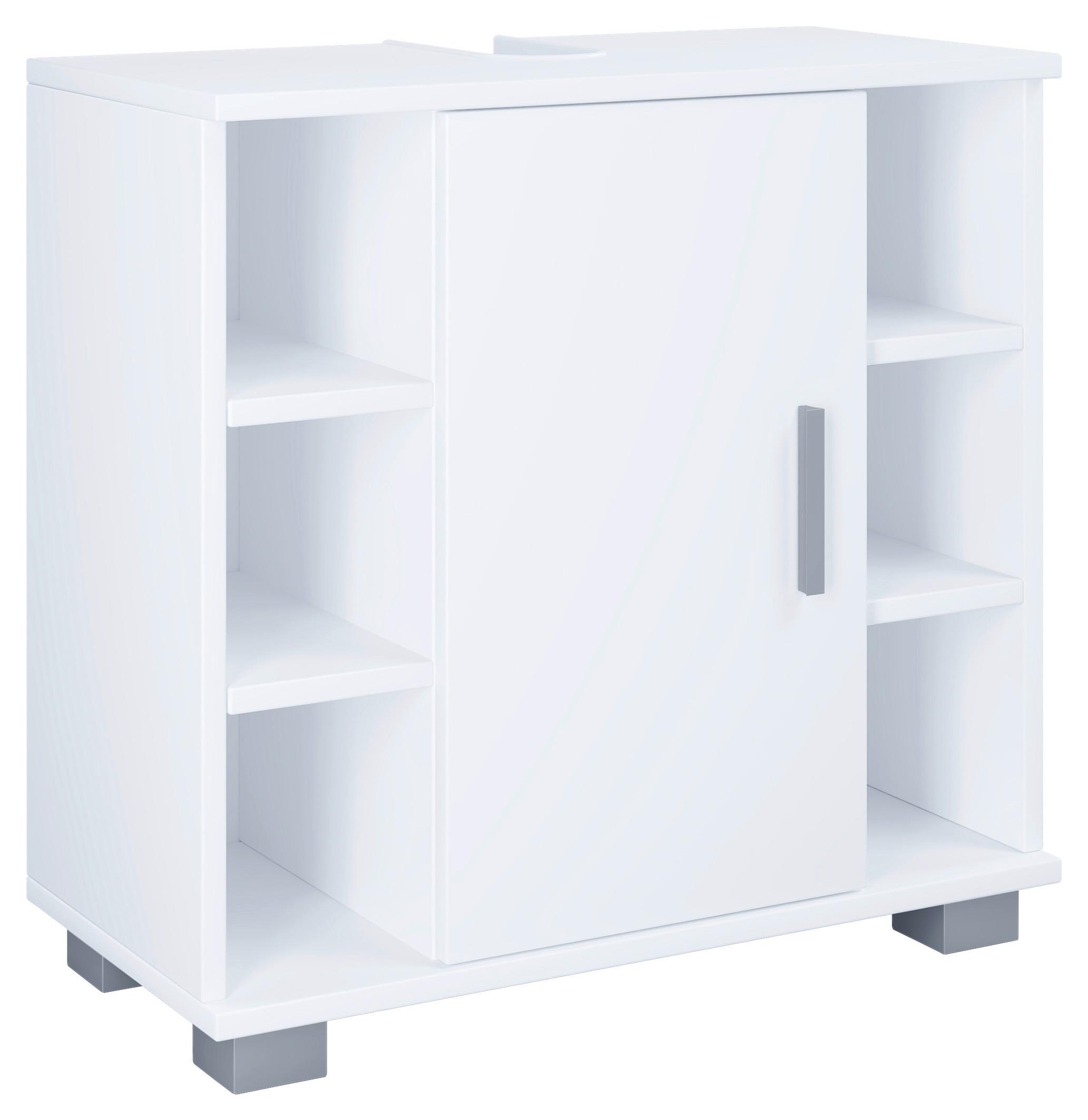 Waschbeckenunterschrank Zalo M ca. 60x58x30 cm Weiß - Weiß/Grau, MODERN, Holzwerkstoff/Kunststoff (60/57,7/30,4cm) - MID.YOU
