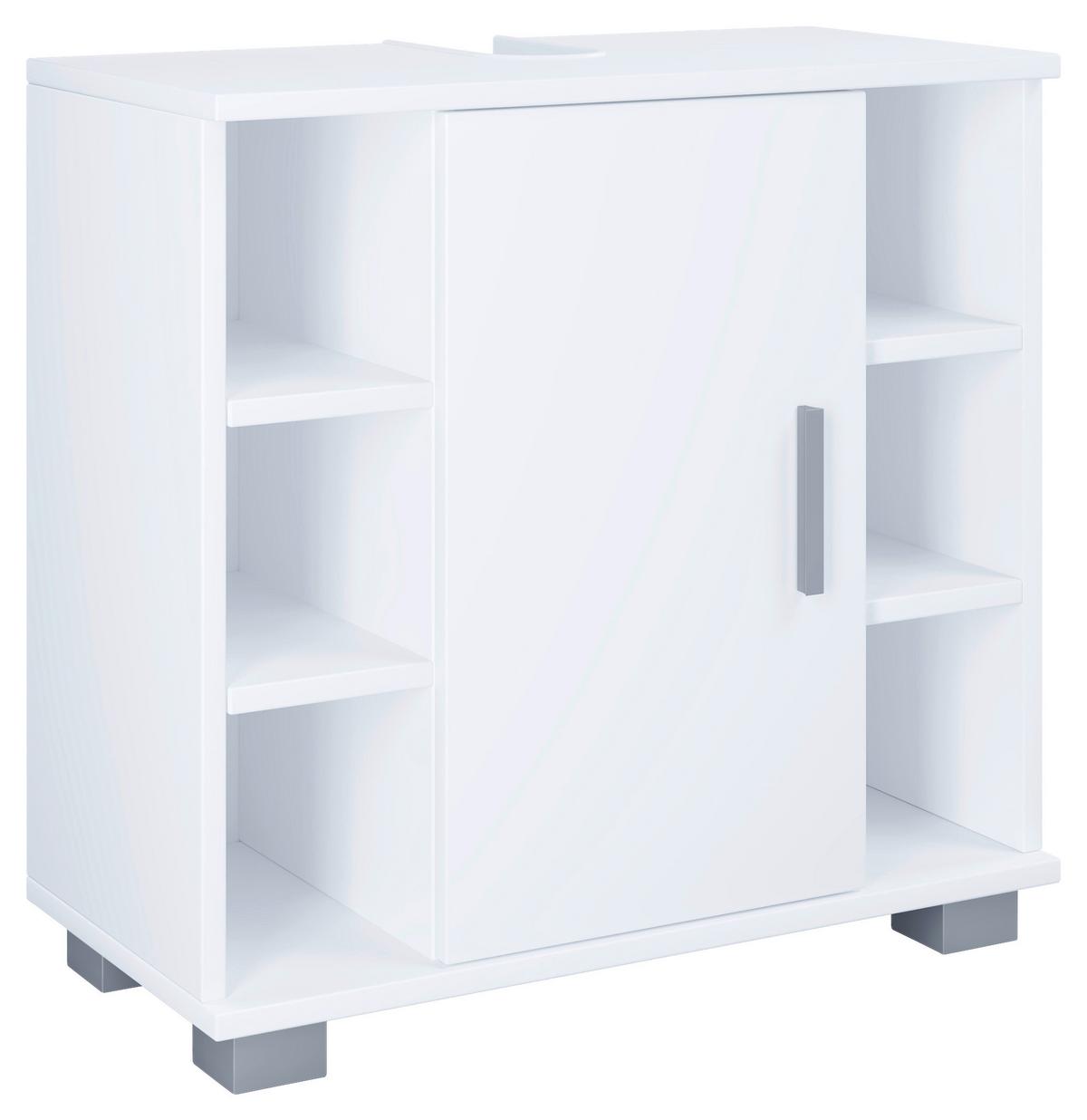 Waschbeckenunterschrank Zalo M ca. 60x58x30 cm Weiß - Weiß/Grau, MODERN, Holzwerkstoff/Kunststoff (60/57,7/30,4cm) - MID.YOU