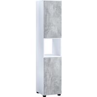Visoka Omara Flandu, Bela, Beton - siva/bela, Basics, leseni material (31/160/30cm) - MID.YOU