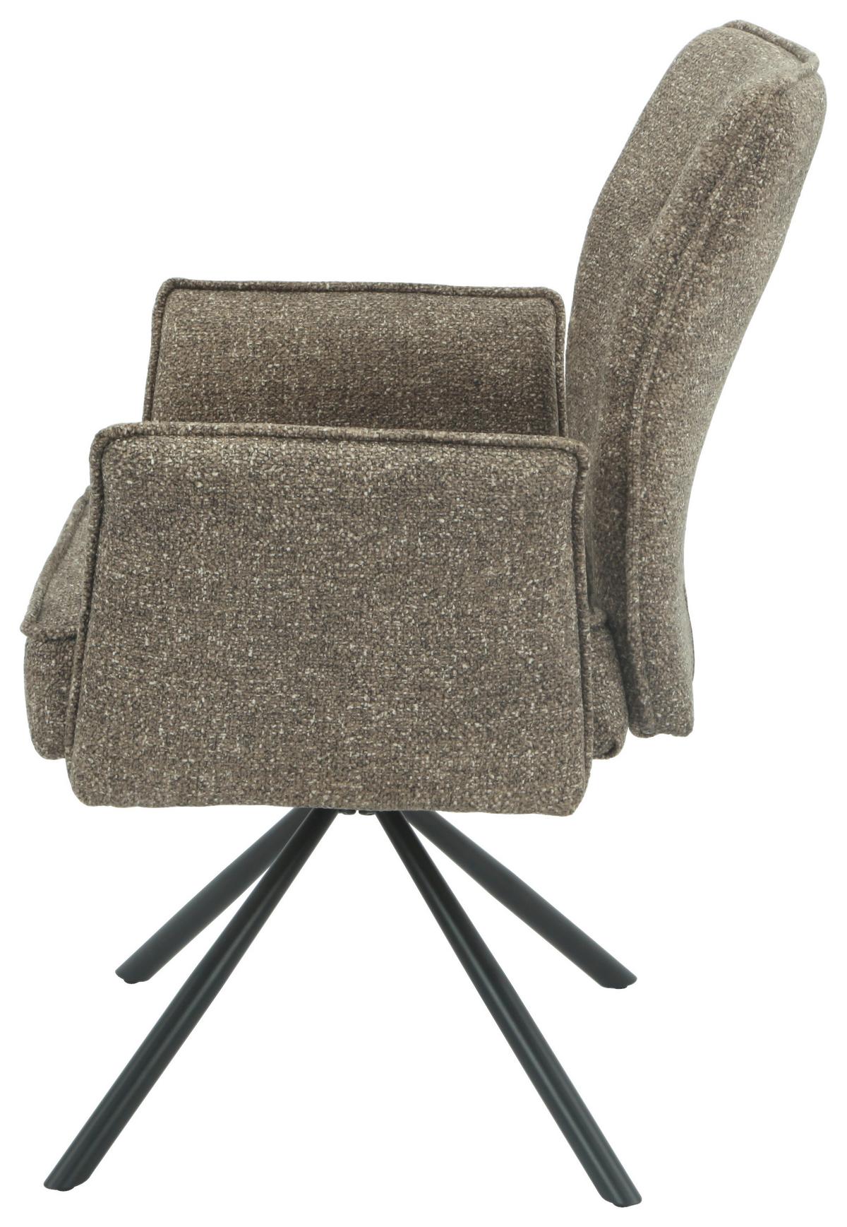 Armlehnstuhl Ellen Giga S Braun - Schwarz/Braun, MODERN, Textil/Metall (65.5/90/60cm) - Premium Living