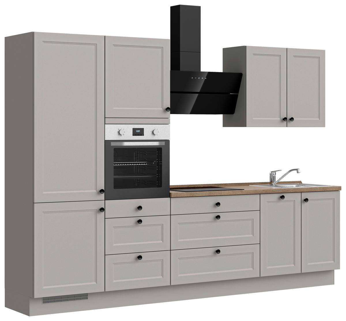 Küchenblock Cascada High m. Geräten Grau - Eiche dunkel/Schwarz, MODERN, Holzwerkstoff/Metall (300cm) - Nobilia