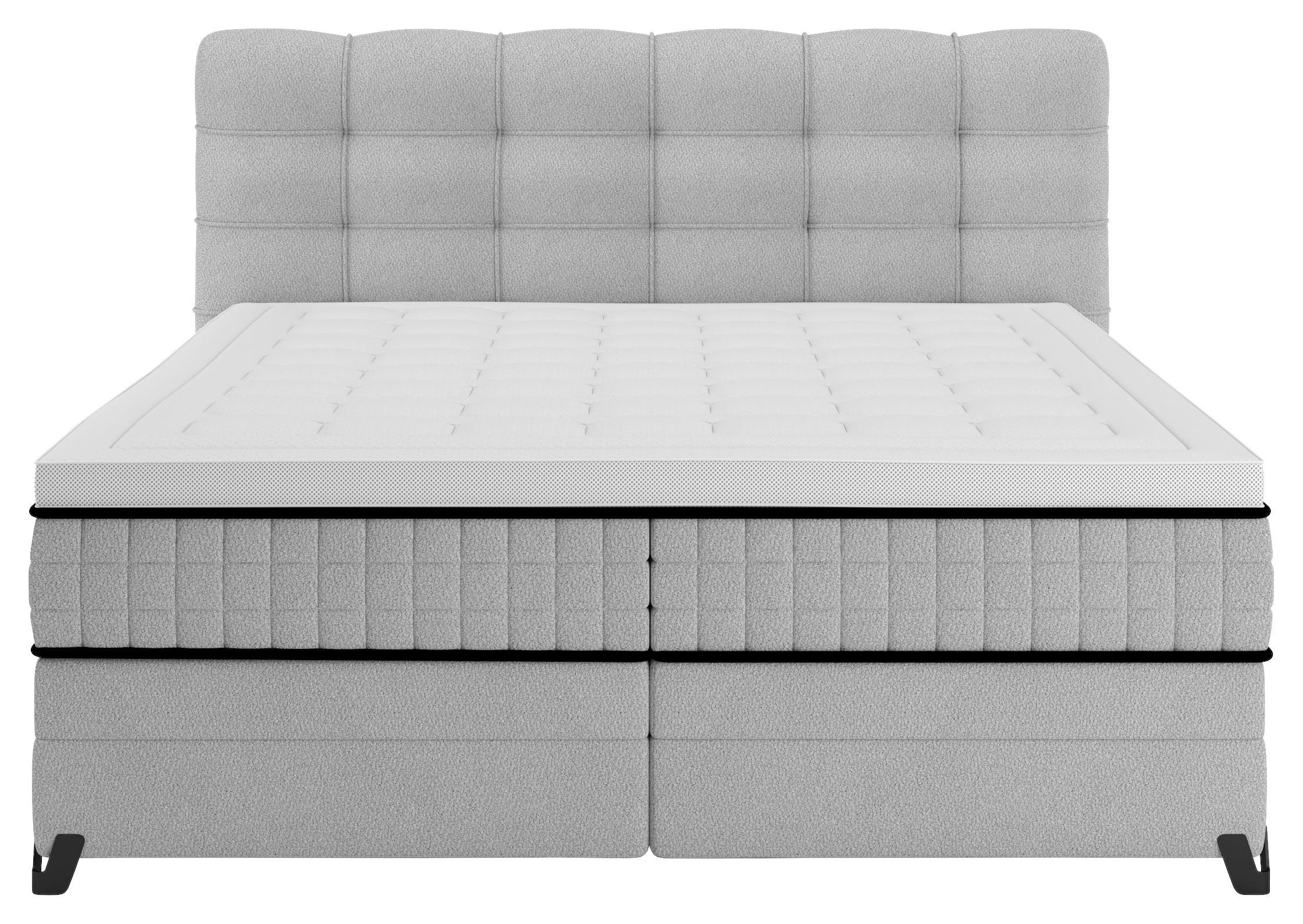 Boxspringbett Carmen C Hellgrau ca. 180x200cm - Hellgrau, Konventionell, Holz/Holzwerkstoff (180/200cm) - Premium Living