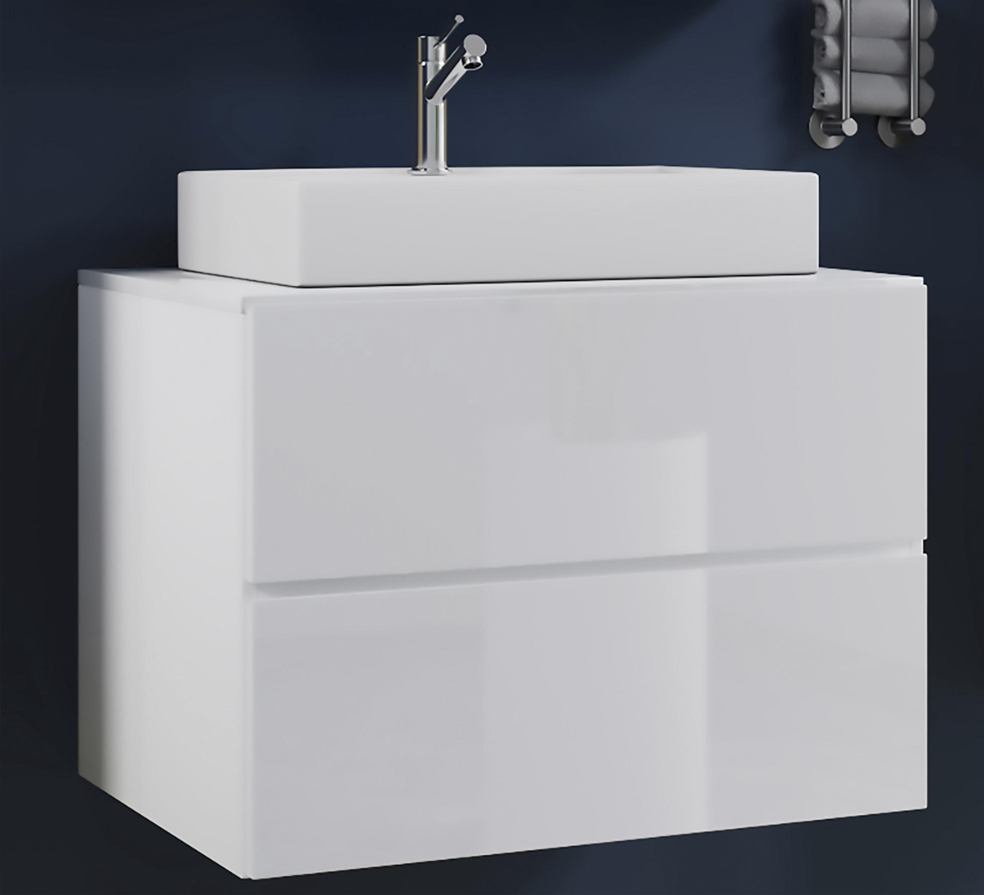 Kombiniran Umivalnik Lendas, Bela - bela, Moderno, leseni material/keramika (60cm) - MID.YOU