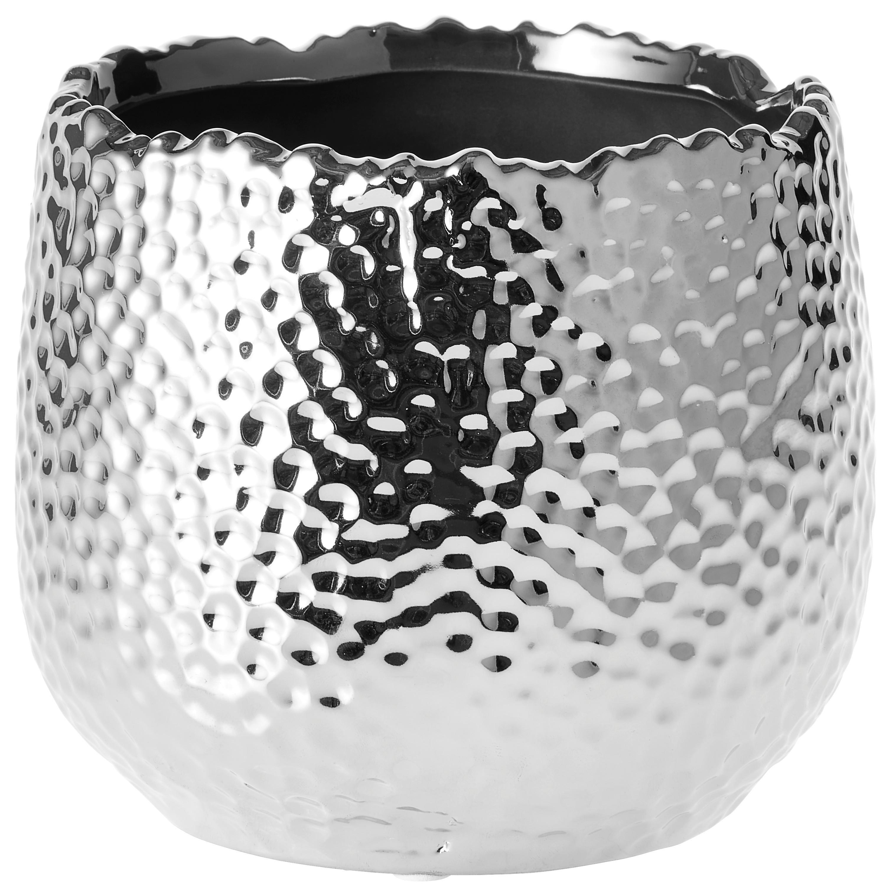 OSŁONKA NA DONICZKĘ 706151SI - GLAM LIVING - kolor srebrny, Basics, ceramika (13/13cm)